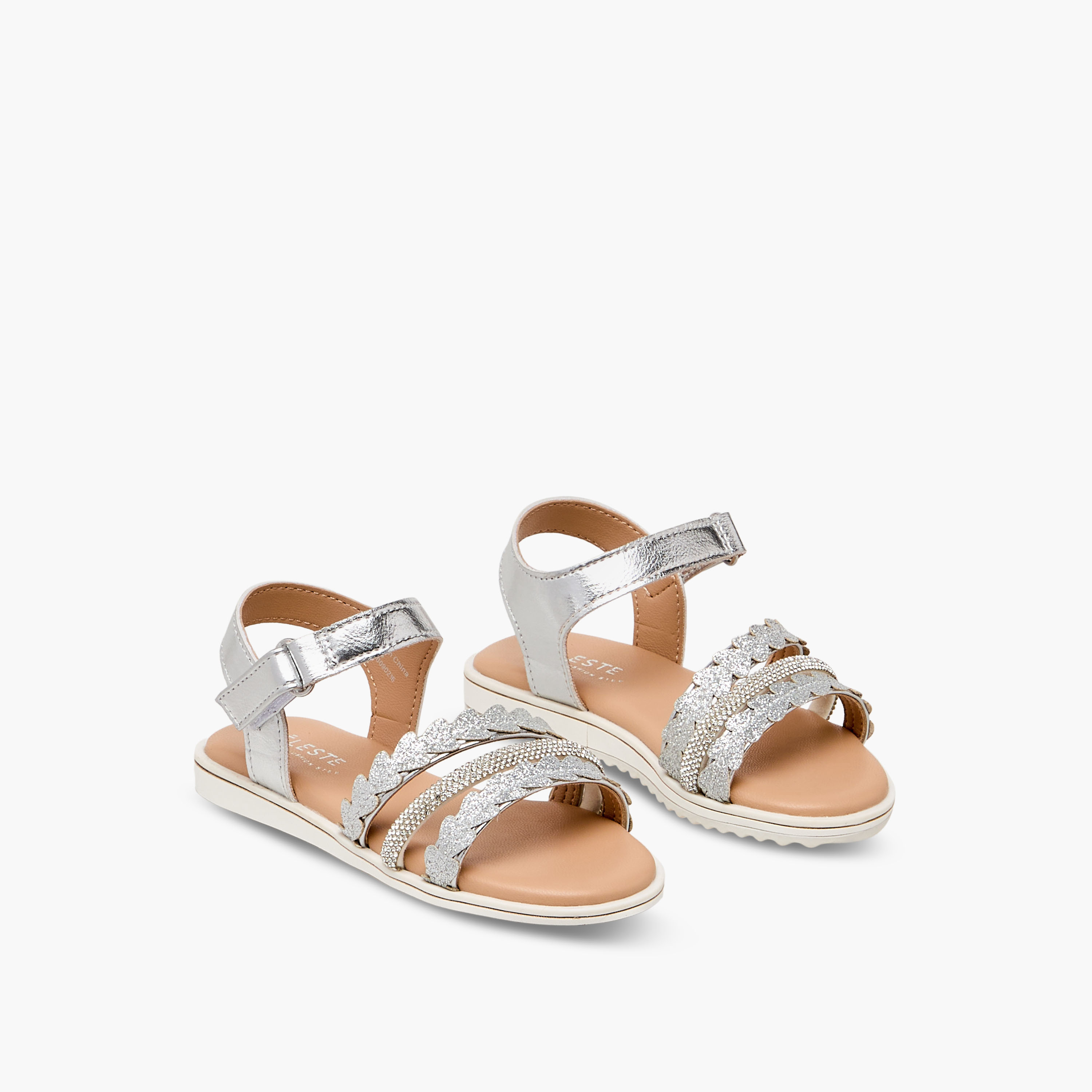 Celeste Girls Embellished Hook & Loop Sandals-girls-shoes-sandals-image-1
