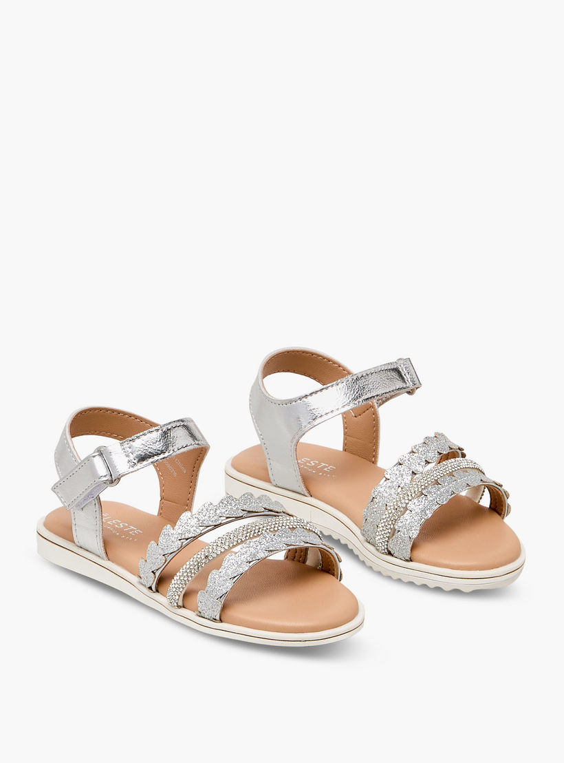 Celeste Girls Embellished Hook & Loop Sandals-girls-shoes-sandals-image-1