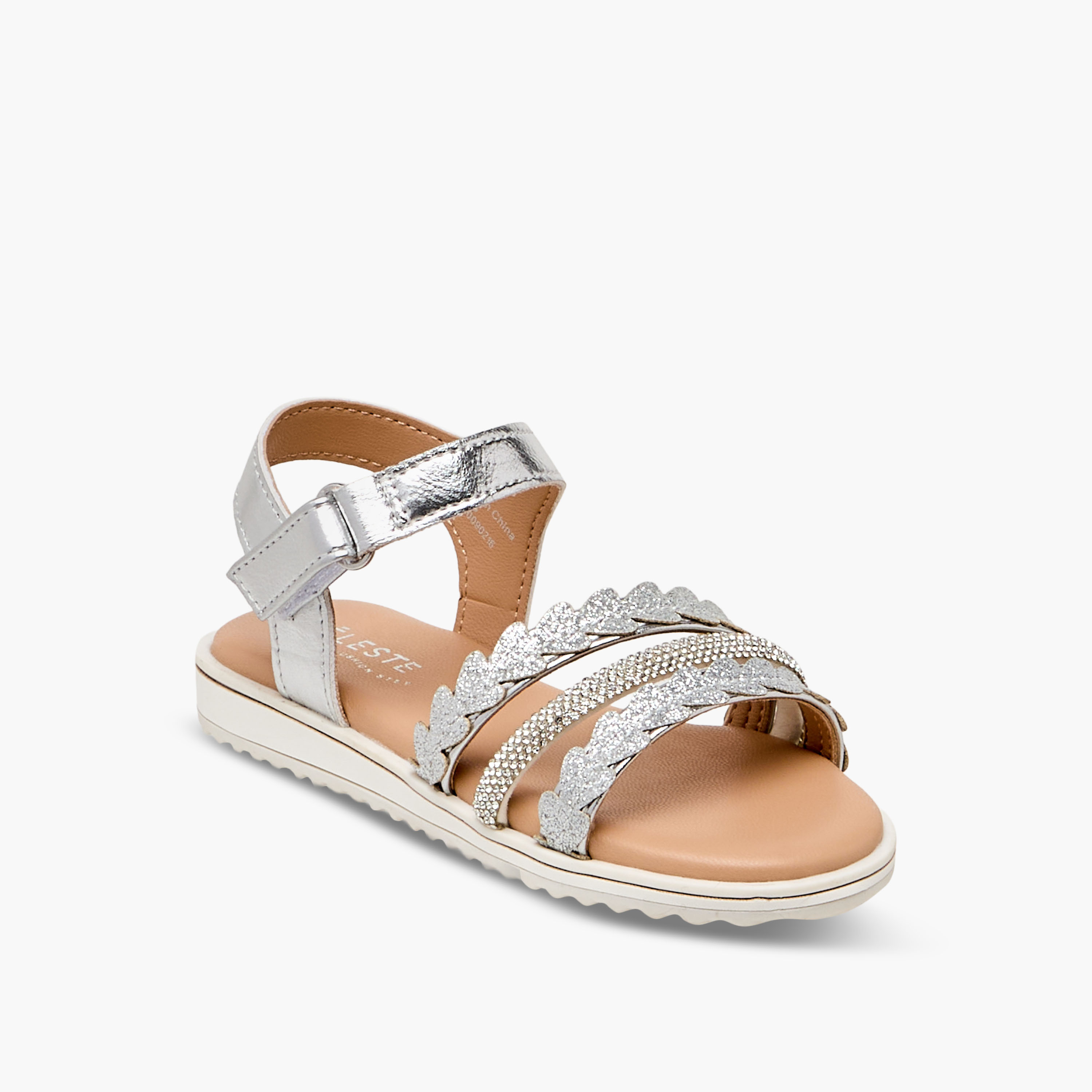 Celeste Girls Embellished Hook & Loop Sandals-girls-shoes-sandals-image-2
