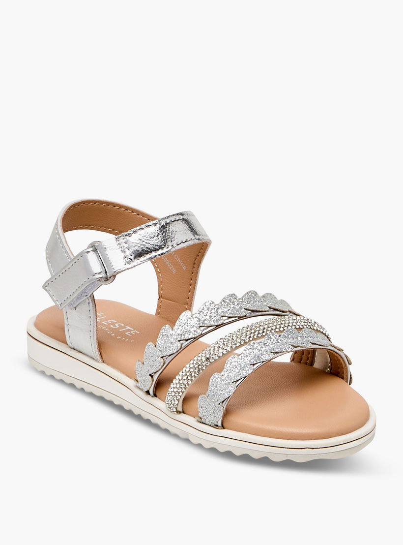 Celeste Girls Embellished Hook & Loop Sandals-girls-shoes-sandals-image-2