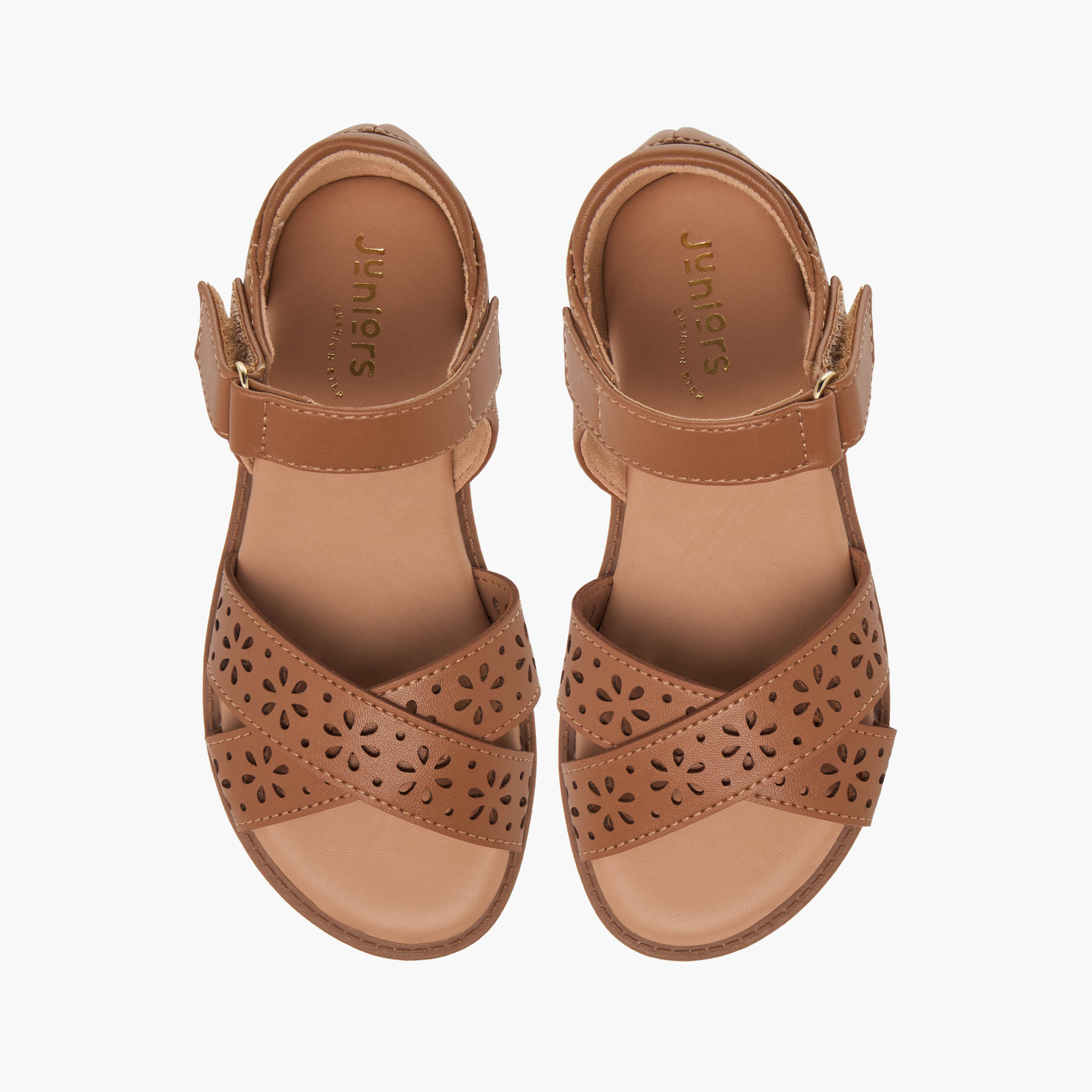 Juniors Girls Floral Cutout Detail Hook and Loop Sandals-girls-shoes-sandals-image-1