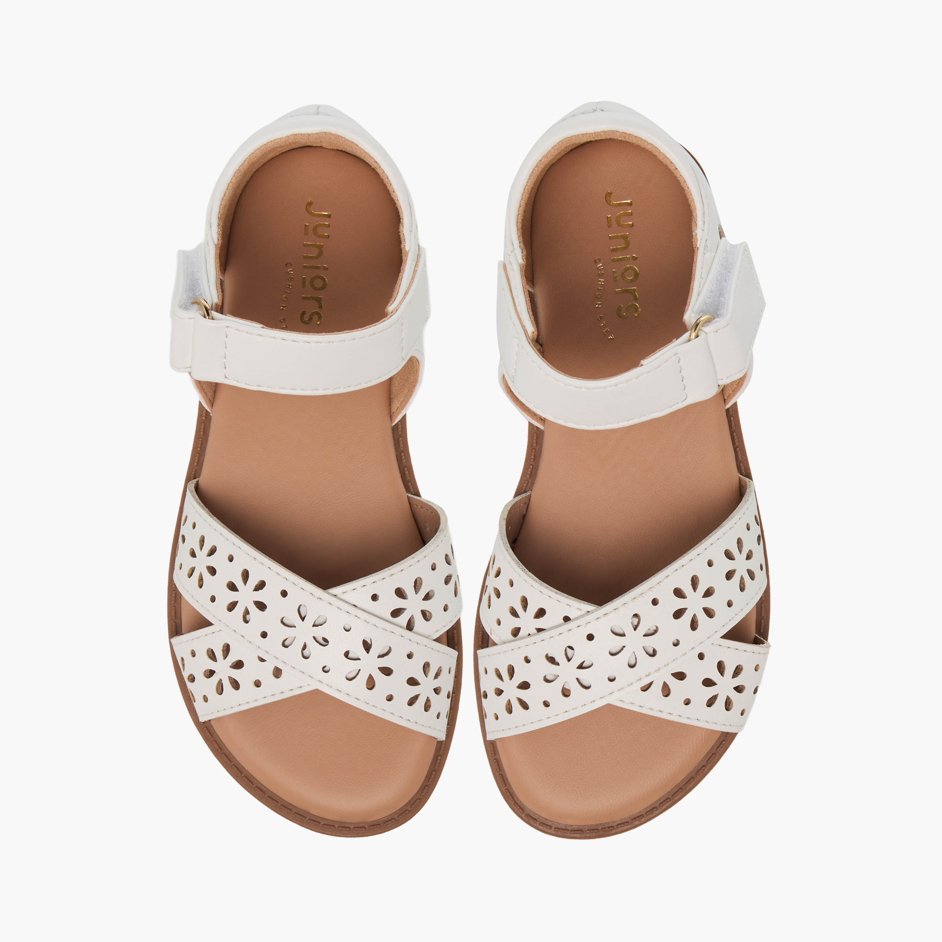 Juniors Girls Floral Cutout Detail Hook and Loop Sandals-girls-shoes-sandals-image-1