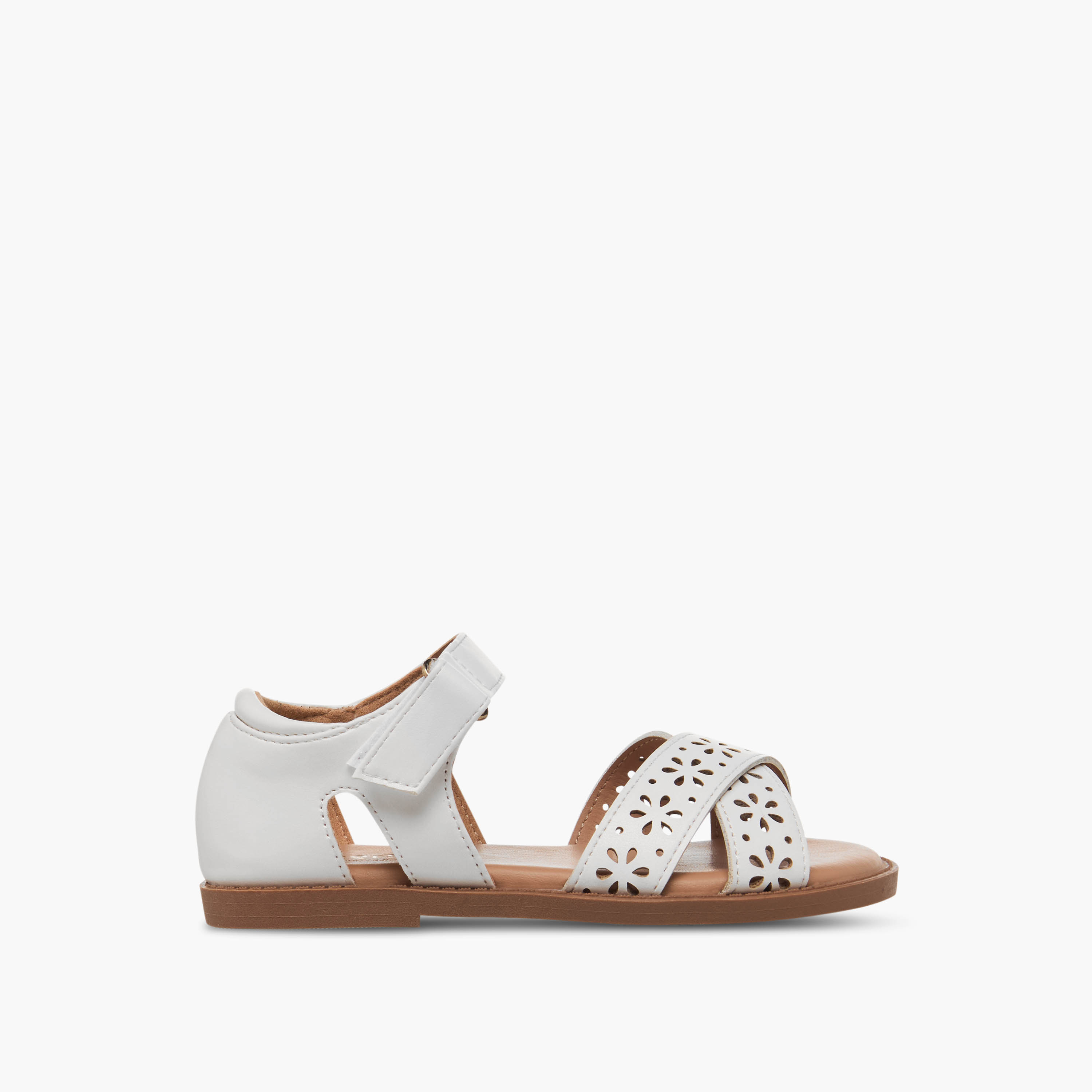 Juniors Girls Floral Cutout Detail Hook and Loop Sandals-girls-shoes-sandals-image-2