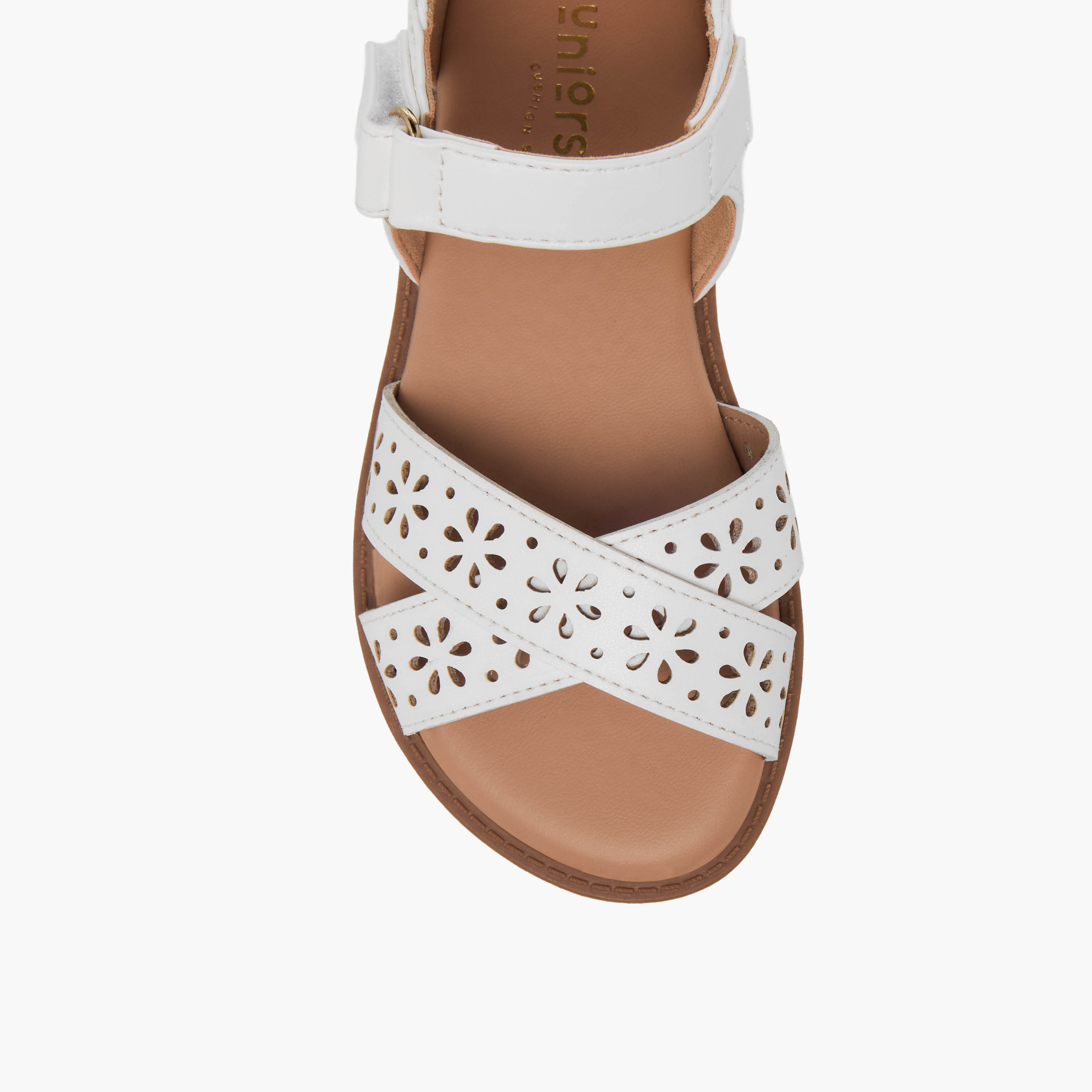 Juniors Girls Floral Cutout Detail Hook and Loop Sandals-girls-shoes-sandals-image-3