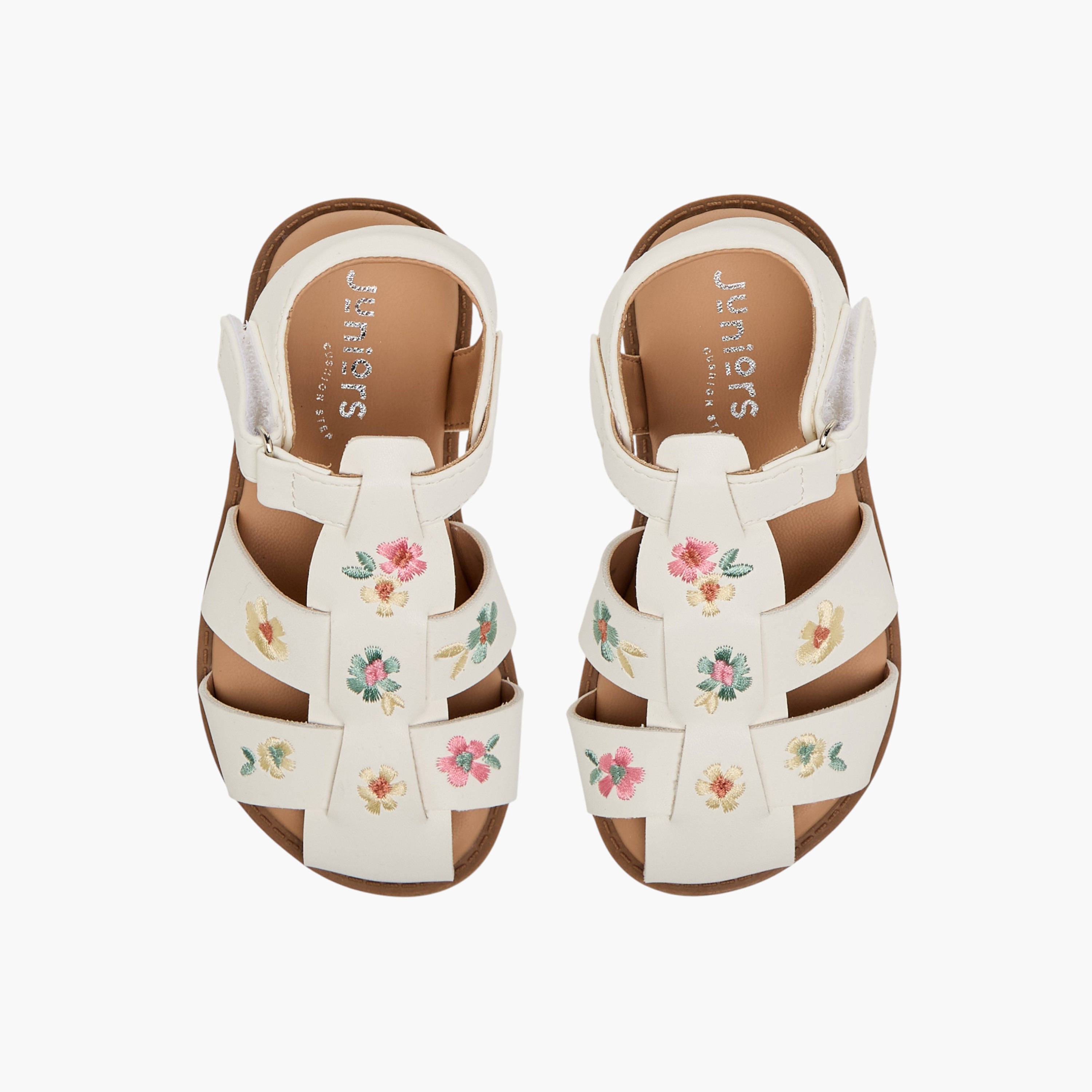Juniors Girls Floral Embroidered Sandals-girls-shoes-sandals-image-1