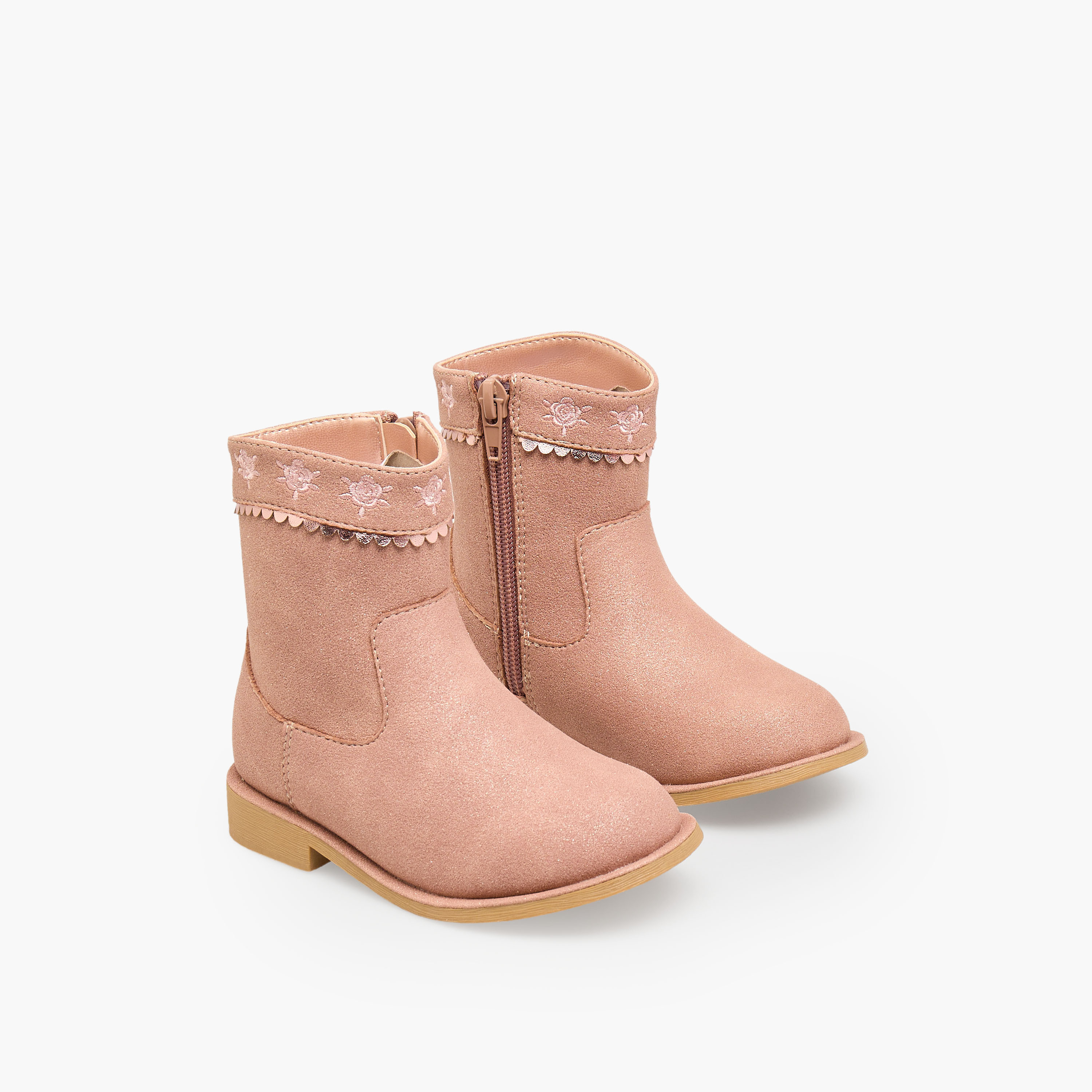 بوت مطرز بطول الكاحل للبنات من جونيورز-girls-shoes-boots-image-1