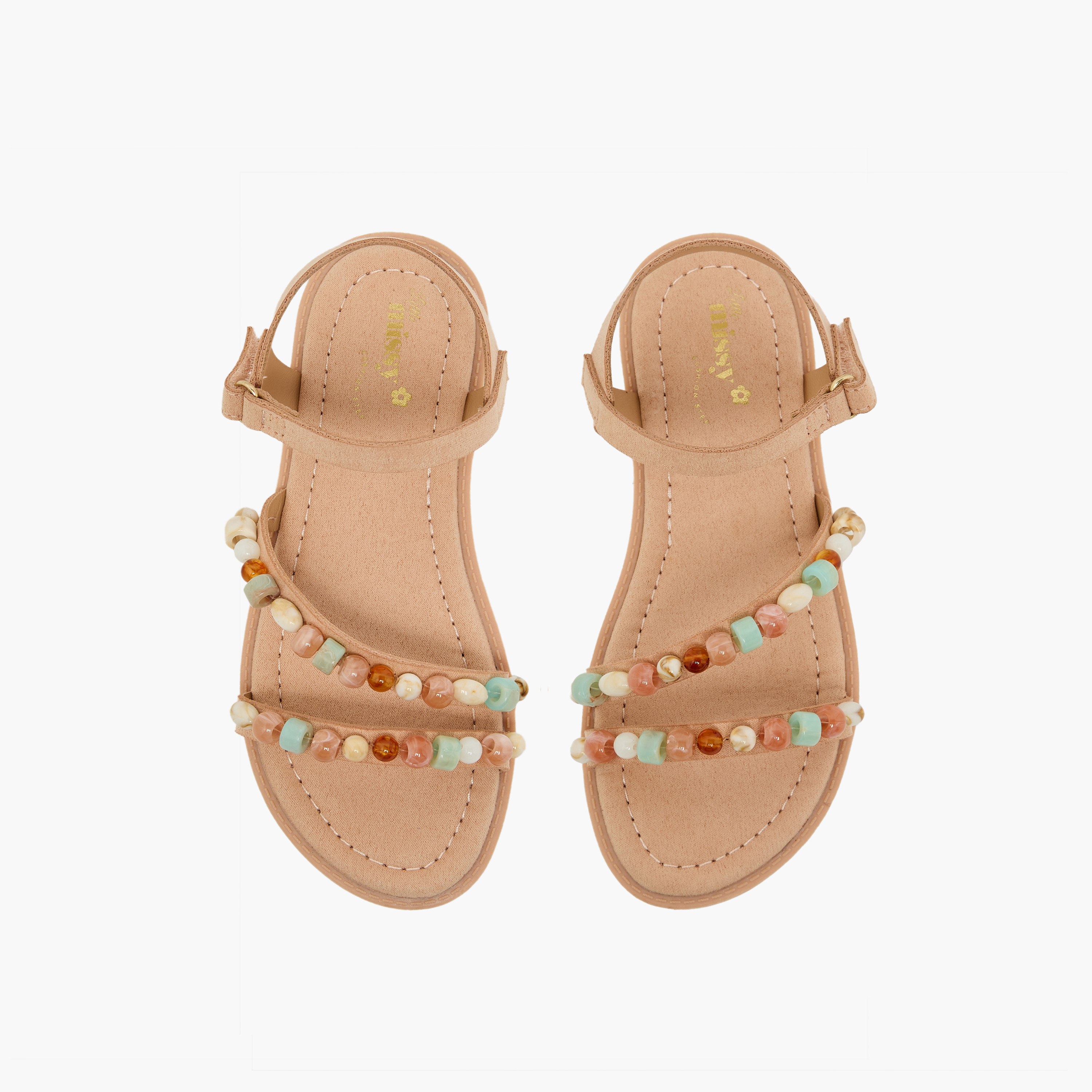 Little Missy Girls Bead Embellished Hook & Loop Sandals-girls-shoes-sandals-image-1