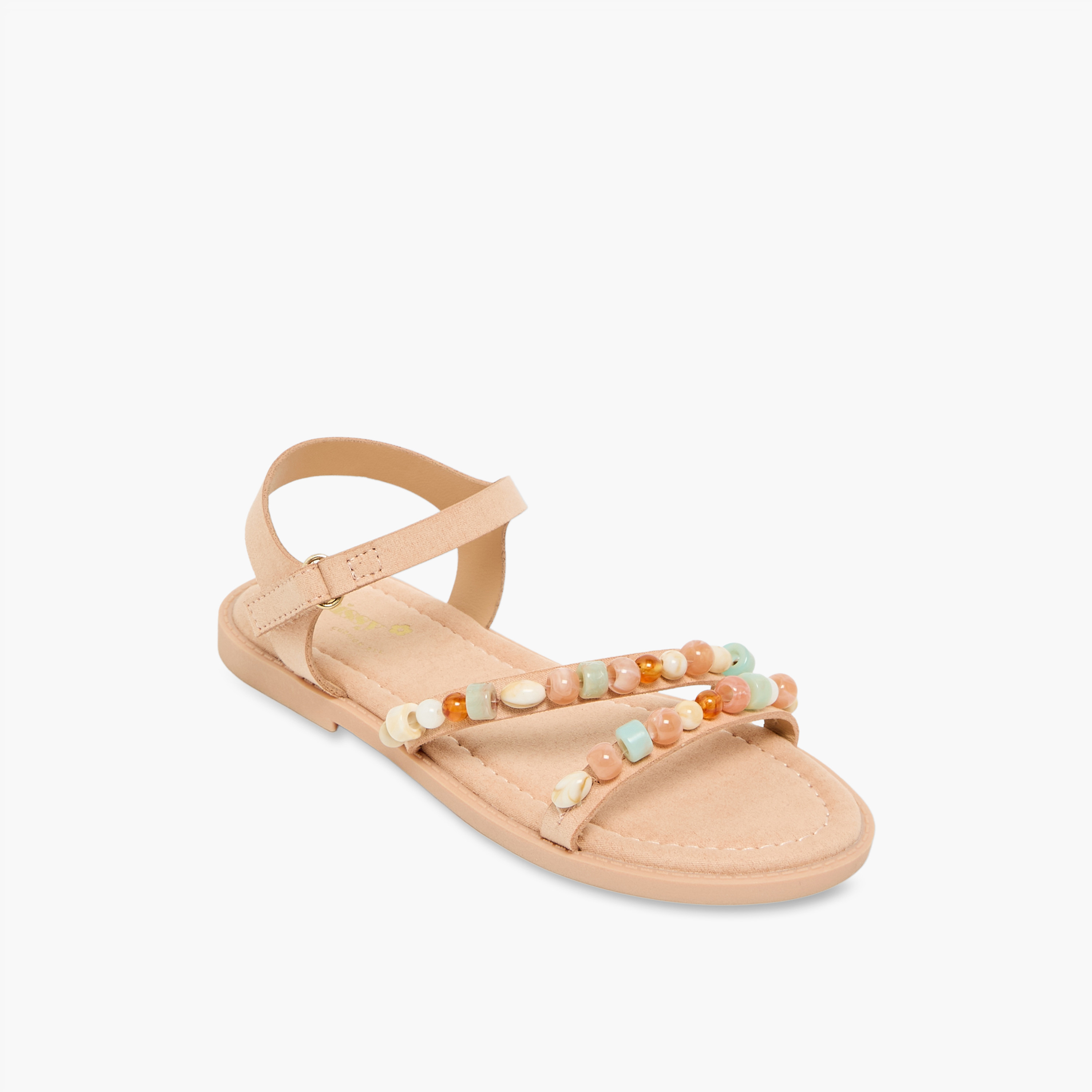 Little Missy Girls Bead Embellished Hook & Loop Sandals-girls-shoes-sandals-image-2