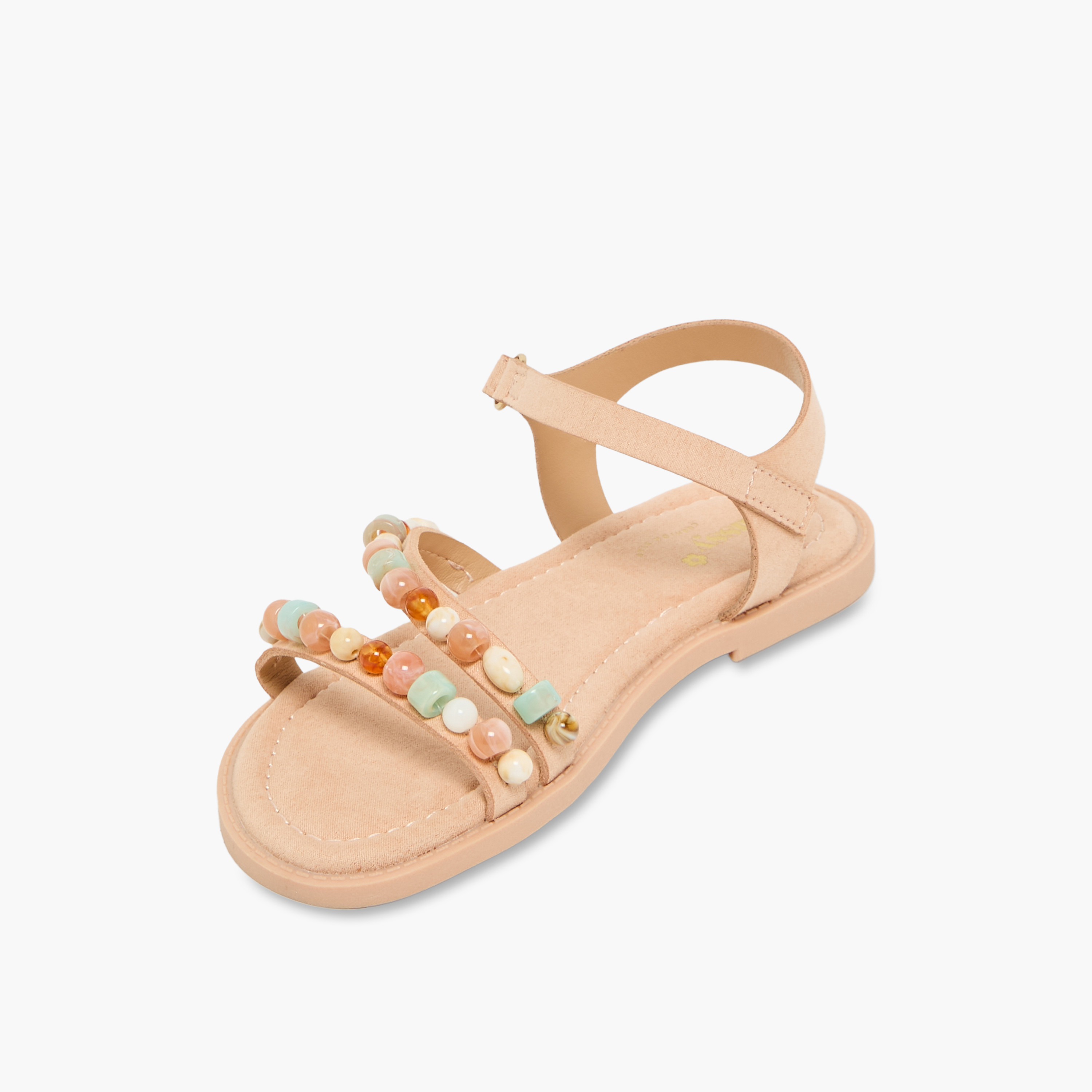 Little Missy Girls Bead Embellished Hook & Loop Sandals-girls-shoes-sandals-image-4