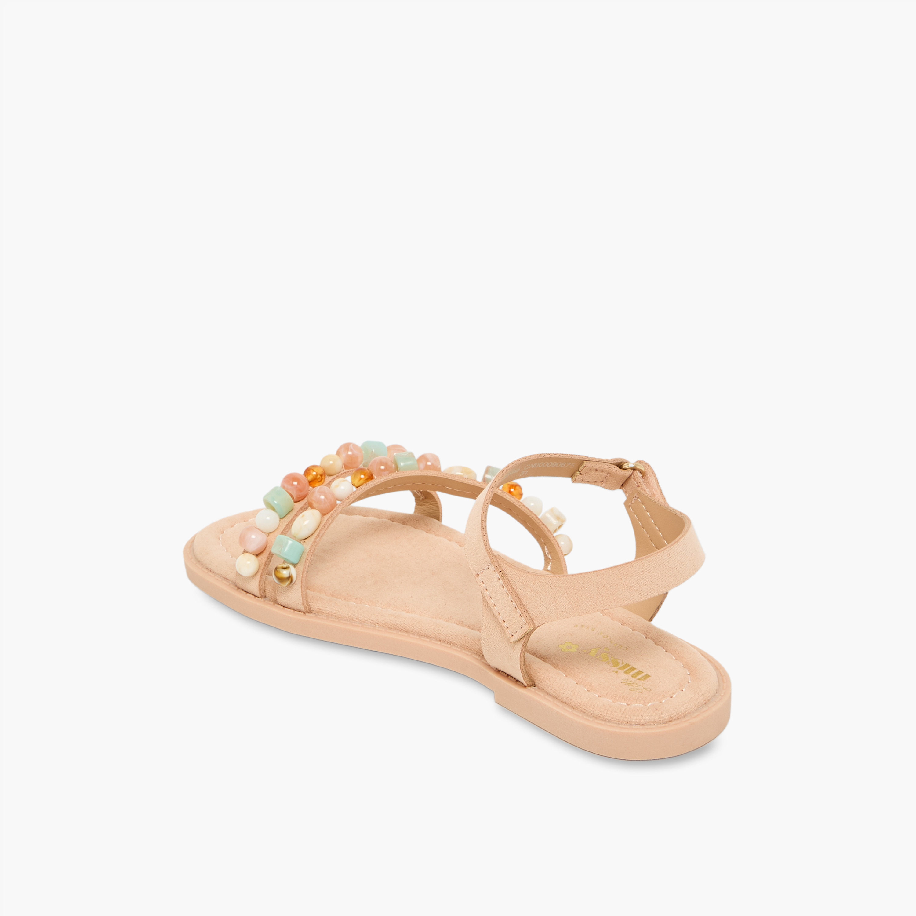 Little Missy Girls Bead Embellished Hook & Loop Sandals-girls-shoes-sandals-image-5