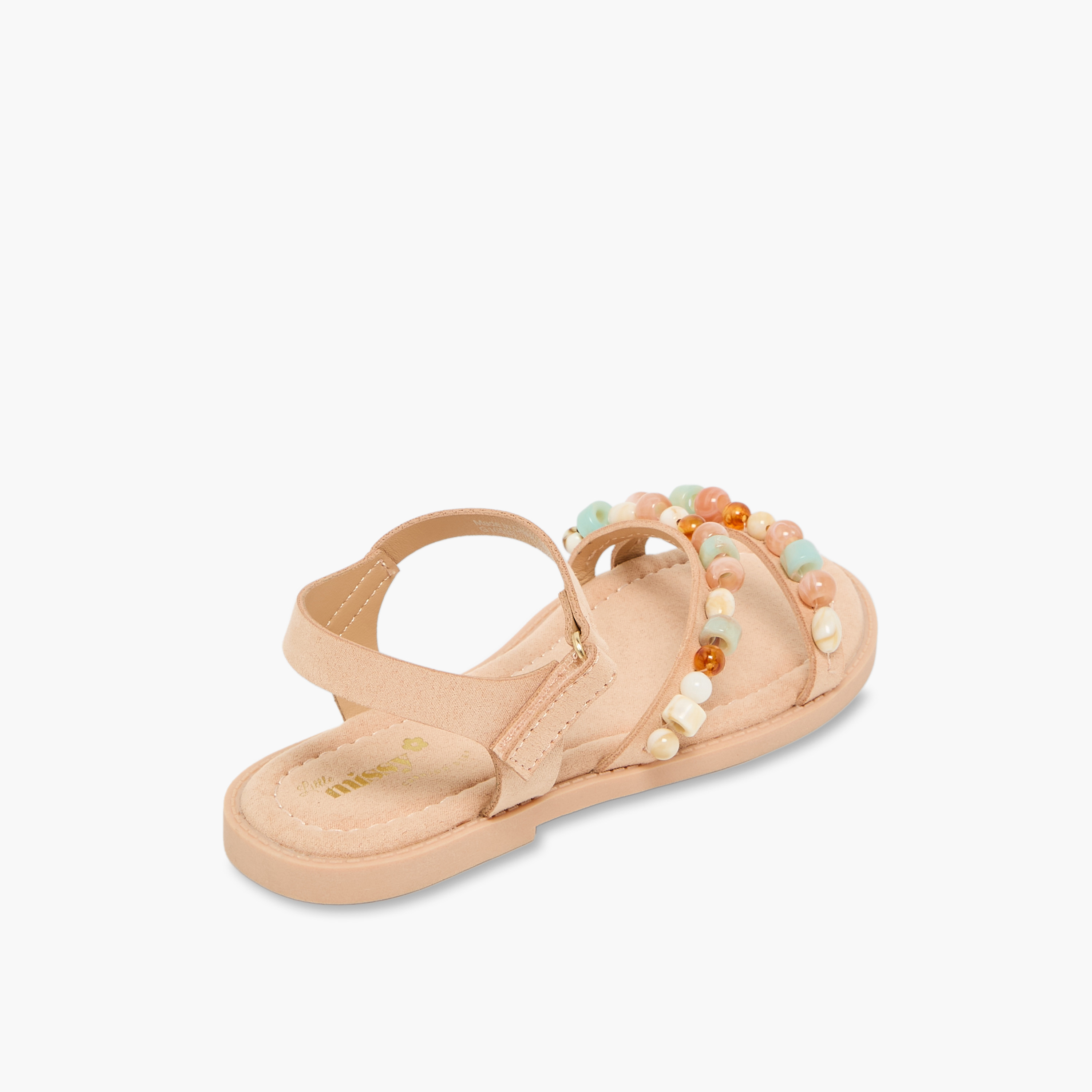 Little Missy Girls Bead Embellished Hook & Loop Sandals-girls-shoes-sandals-image-6