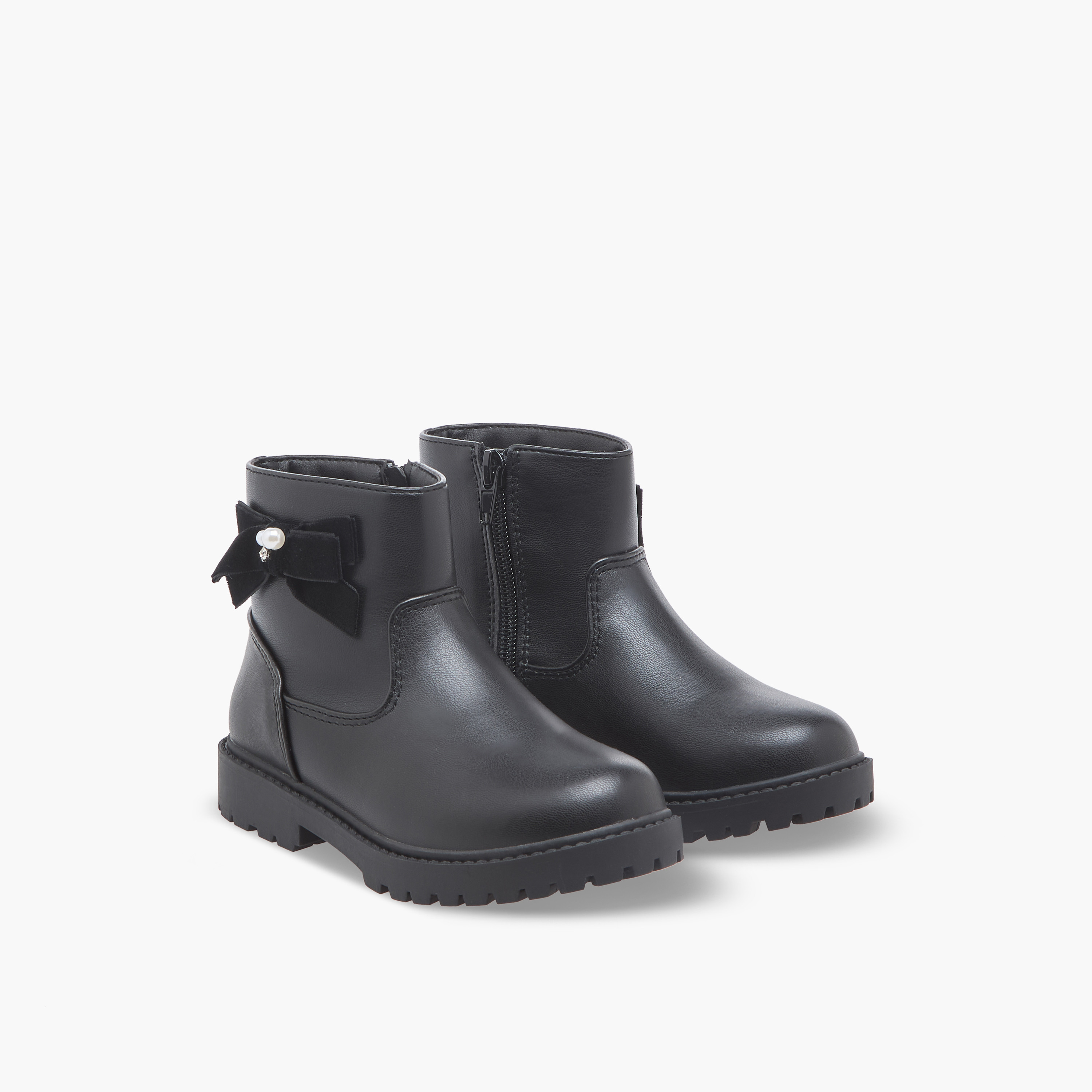 Flora Bella Girls Bow Accent Ankle Boots-girls-shoes-boots-image-1