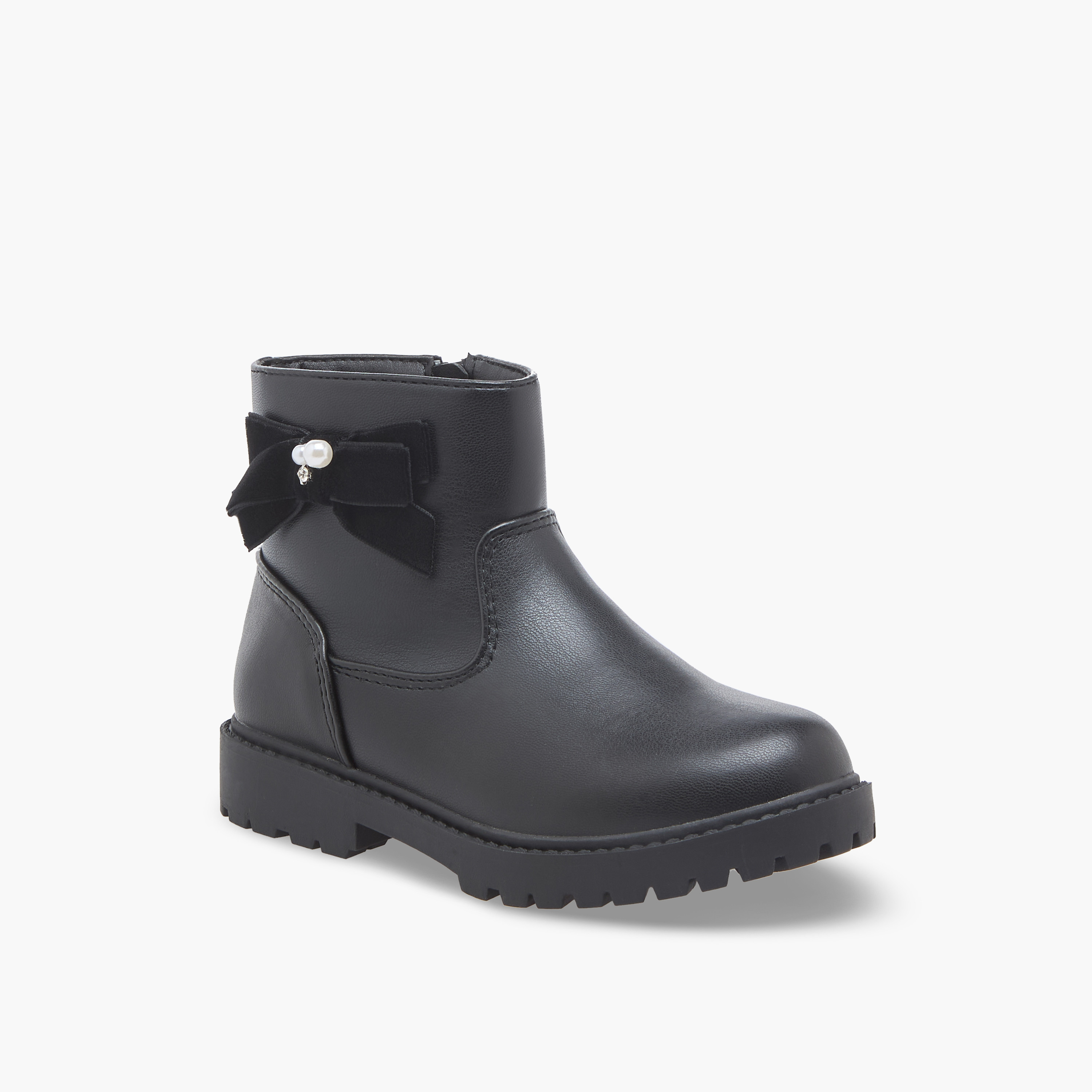 Flora Bella Girls Bow Accent Ankle Boots-girls-shoes-boots-image-2