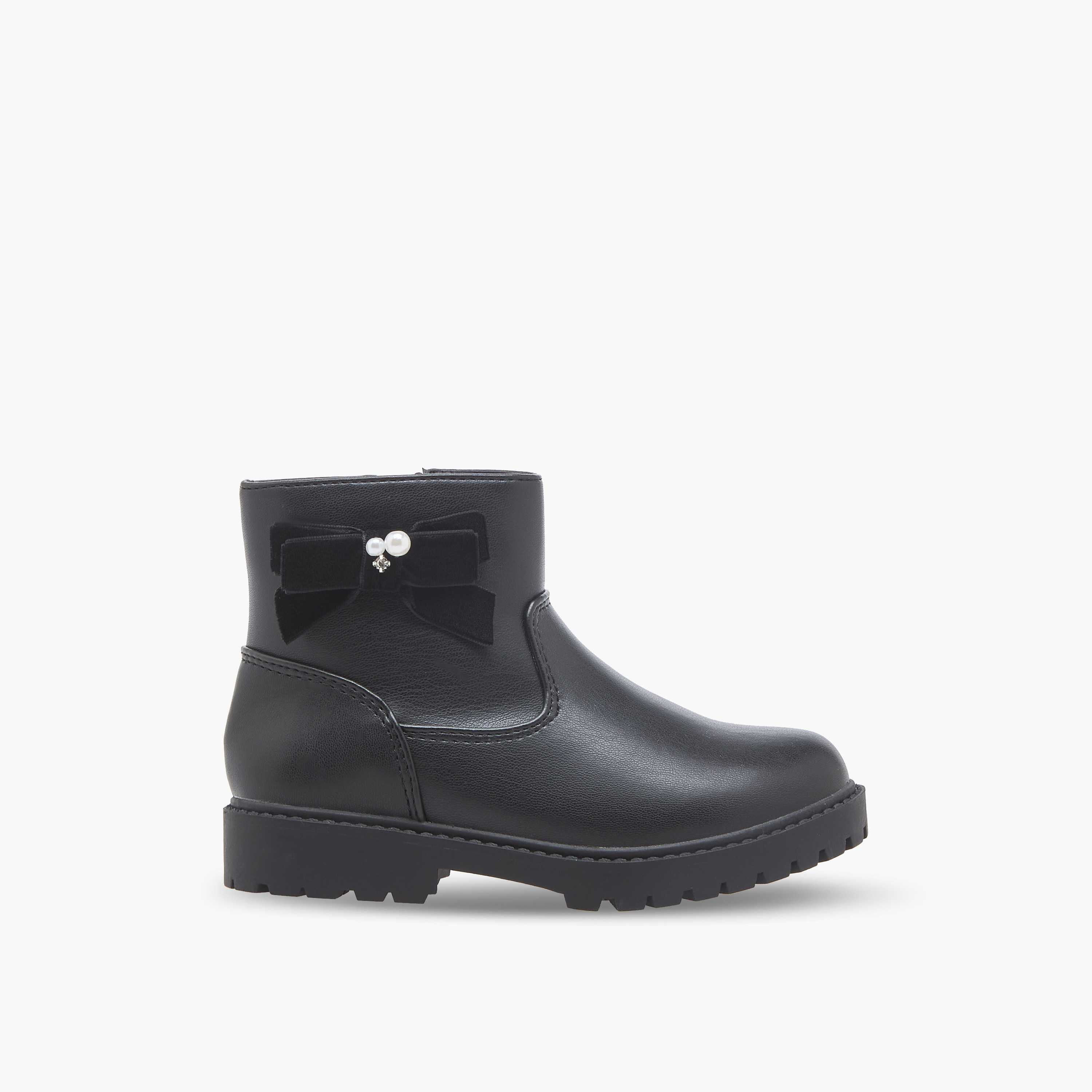 Flora Bella Girls Bow Accent Ankle Boots-girls-shoes-boots-image-3