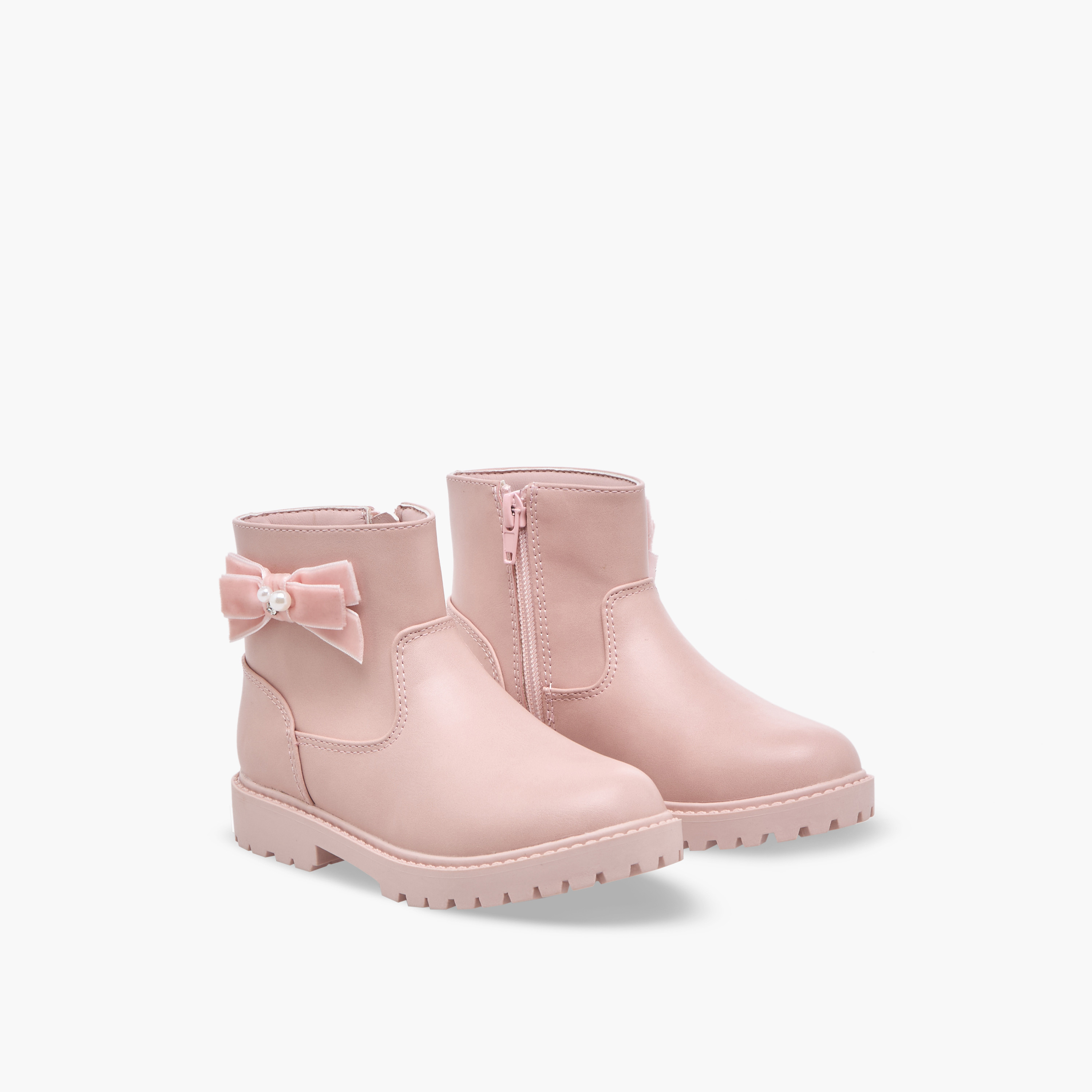 Flora Bella Girls Bow Accent Ankle Boots-girls-shoes-boots-image-1
