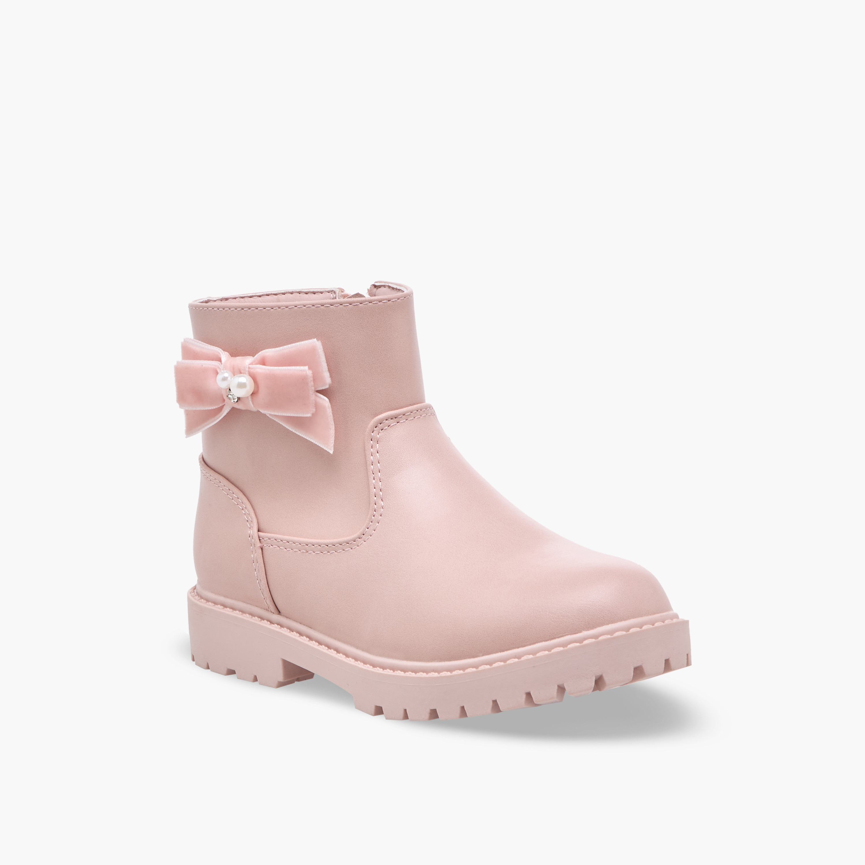 Flora Bella Girls Bow Accent Ankle Boots-girls-shoes-boots-image-2