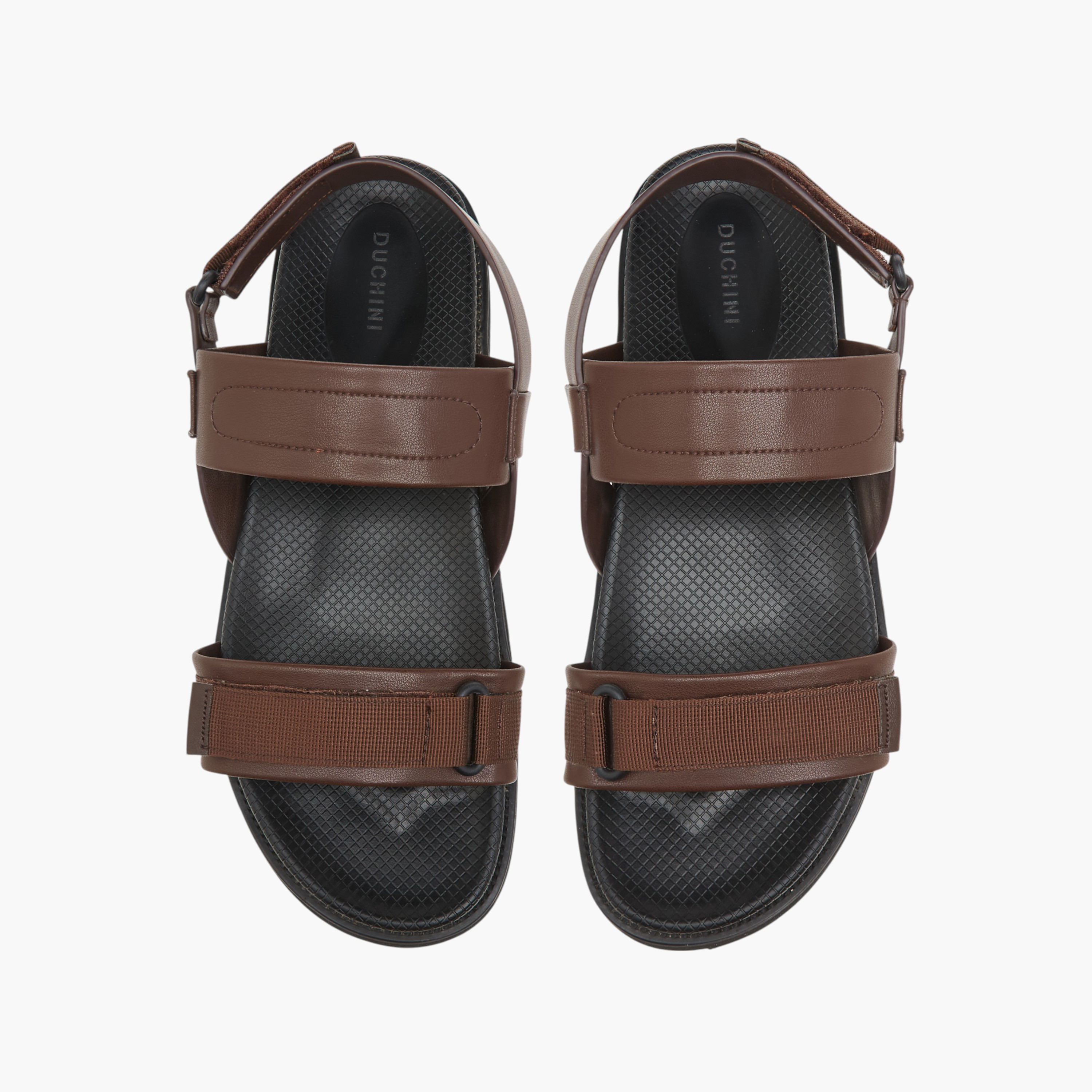 Duchini Men's Strap Detail Comfort Sandals with Hook and Loop Closure-men-shoes-sandals-image-1