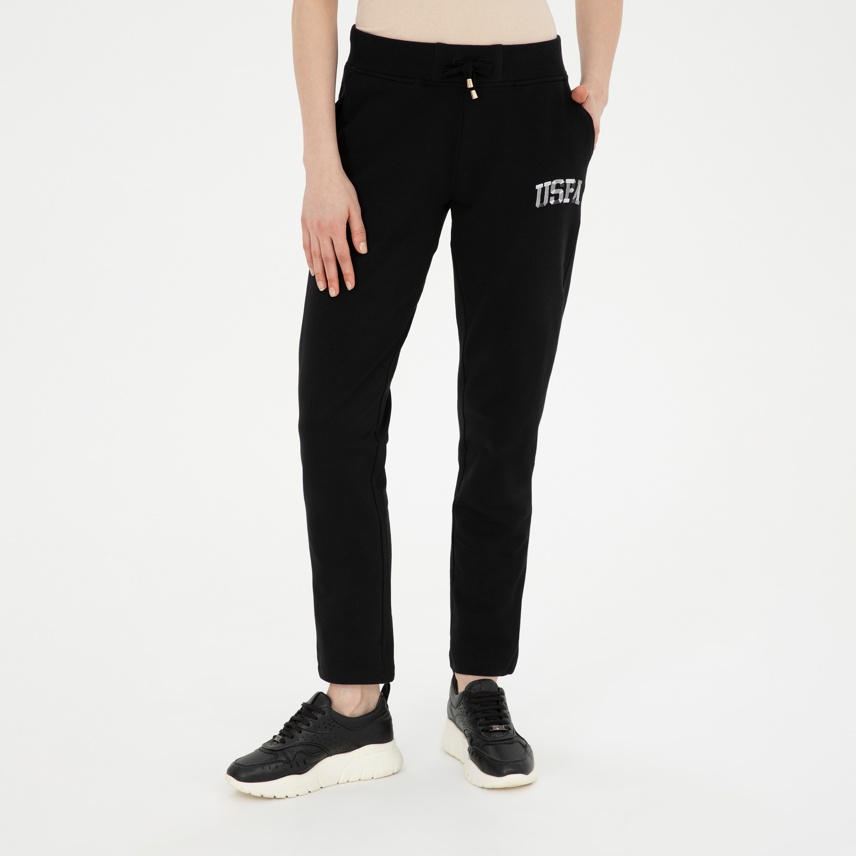 U.S.Polo'Assn Embroidered Logo Mid-Rise Drawstring Waistband Sweatpants-women-clothing-bottoms-joggers-image-1