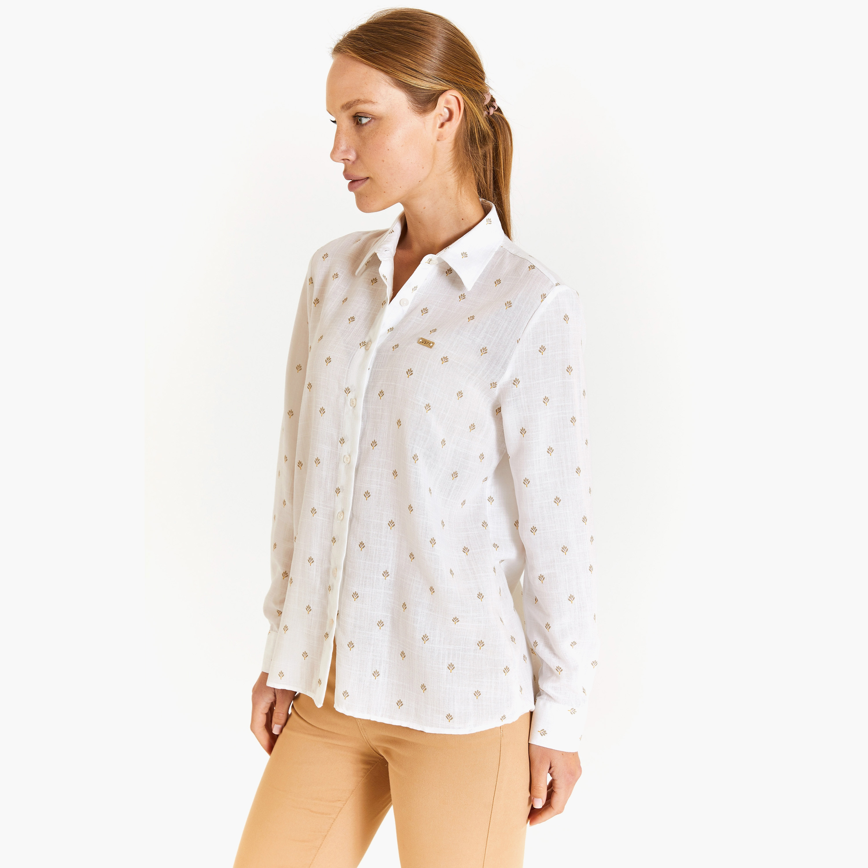 قميص U.S.Polo'Assn Comfort Fit بياقة طويلة بأكمام طويلة مطبوعة-women-clothing-shirtsandblouses-blouses-image-2