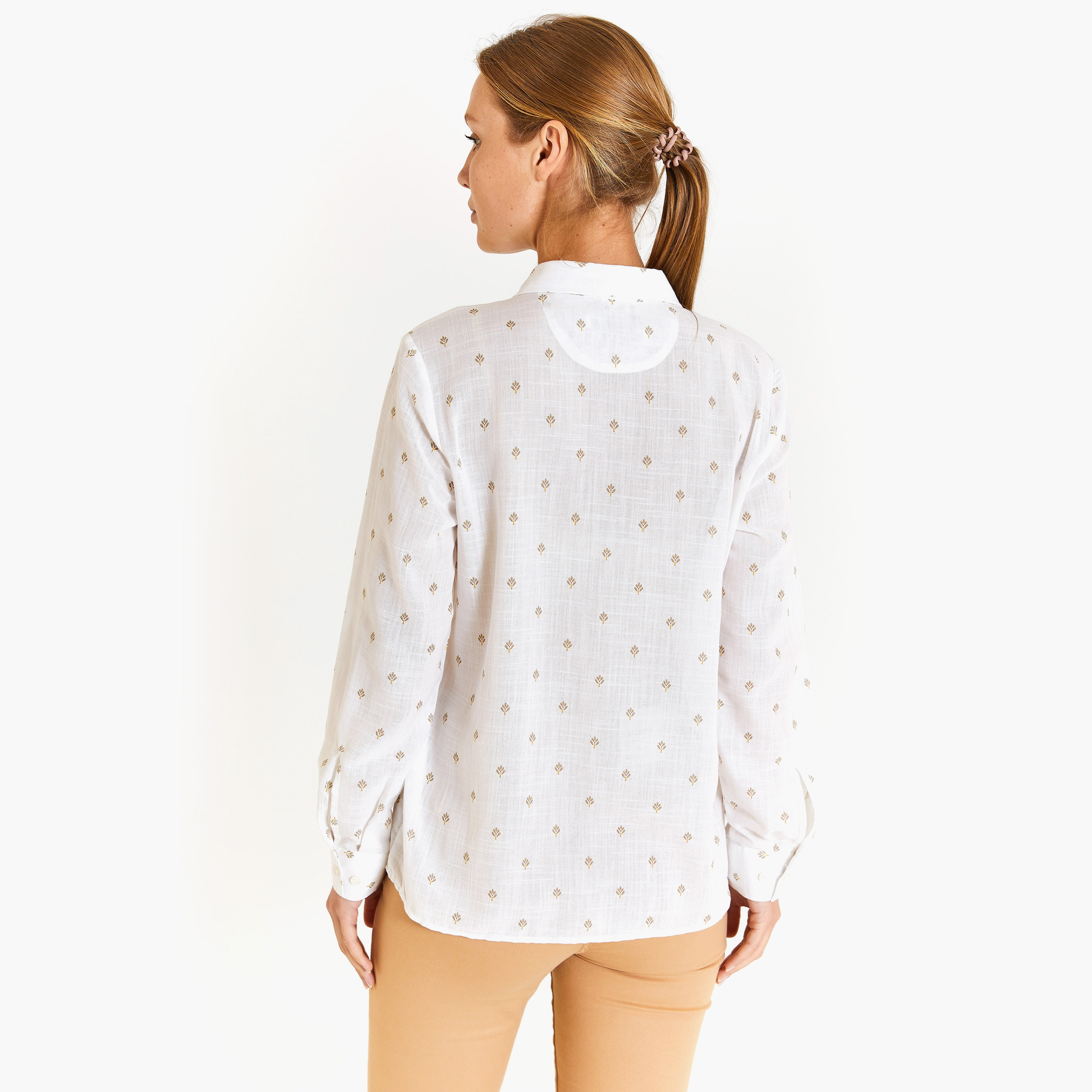 قميص U.S.Polo'Assn Comfort Fit بياقة طويلة بأكمام طويلة مطبوعة-women-clothing-shirtsandblouses-blouses-image-3