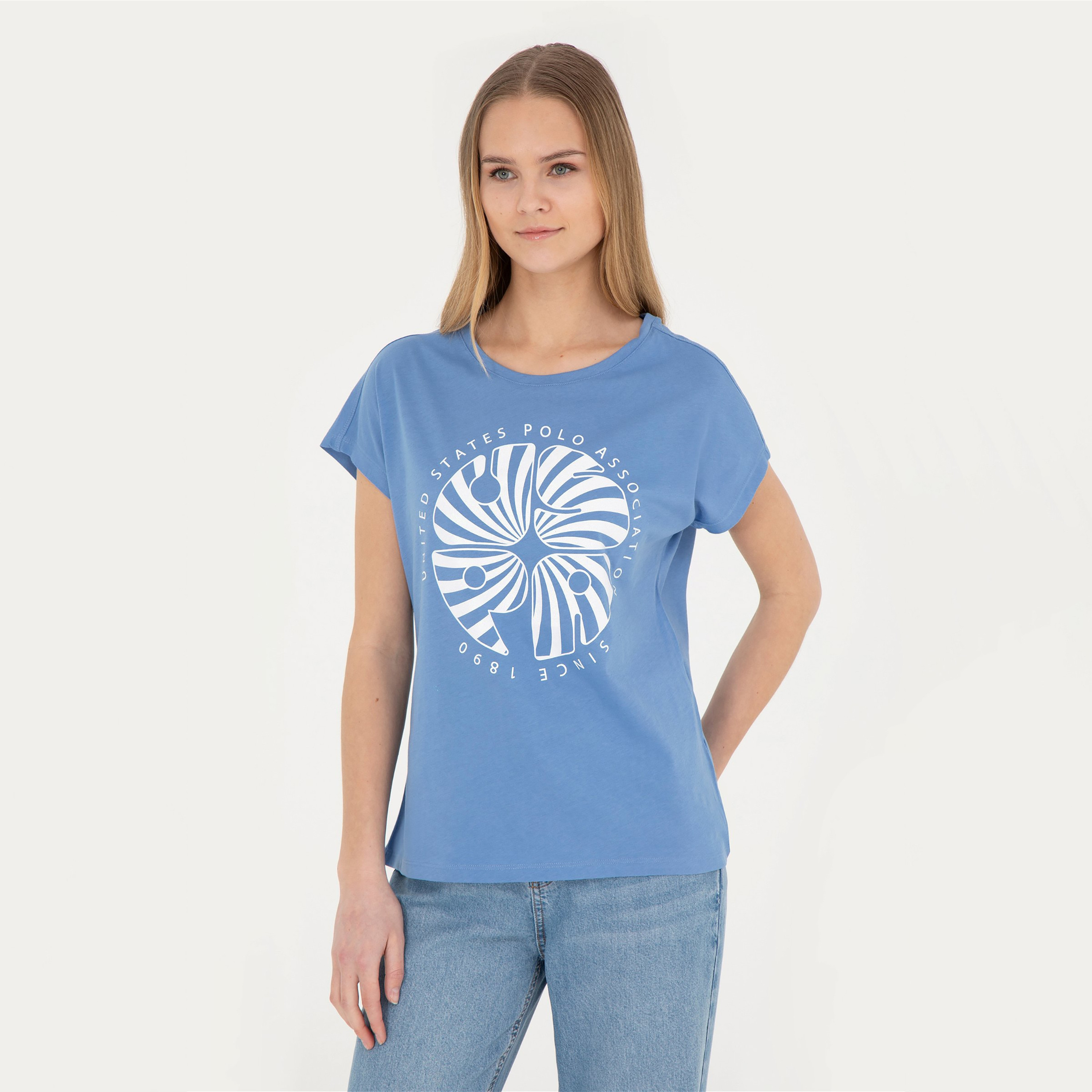 U.S.Polo'Assn Graphic Round Neck Short Sleeves T-Shirt-women-clothing-tshirts-image-1