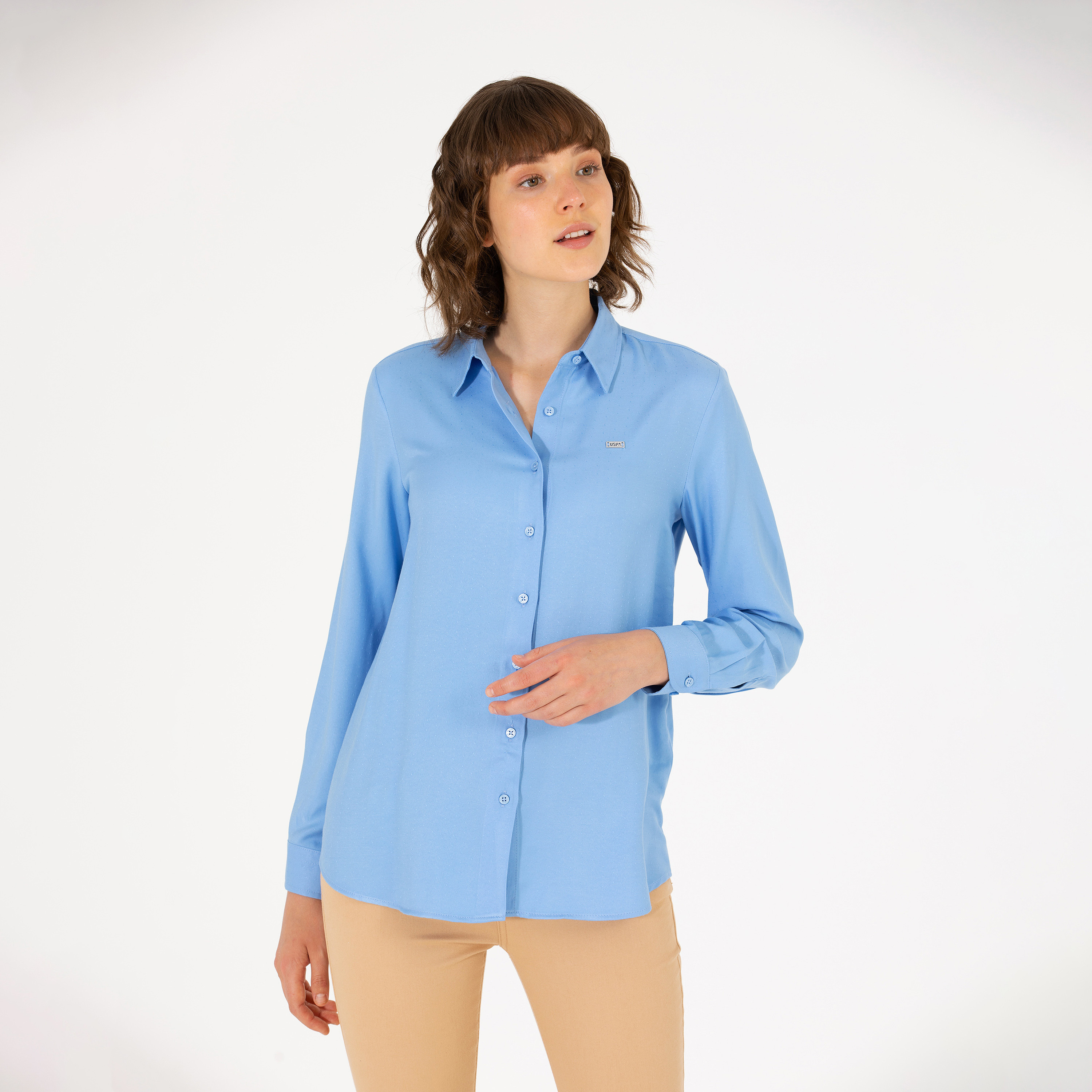 U.S. Polo Assn. Plain Collared Long Sleeves Casual Shirt-women-clothing-shirtsandblouses-blouses-image-1