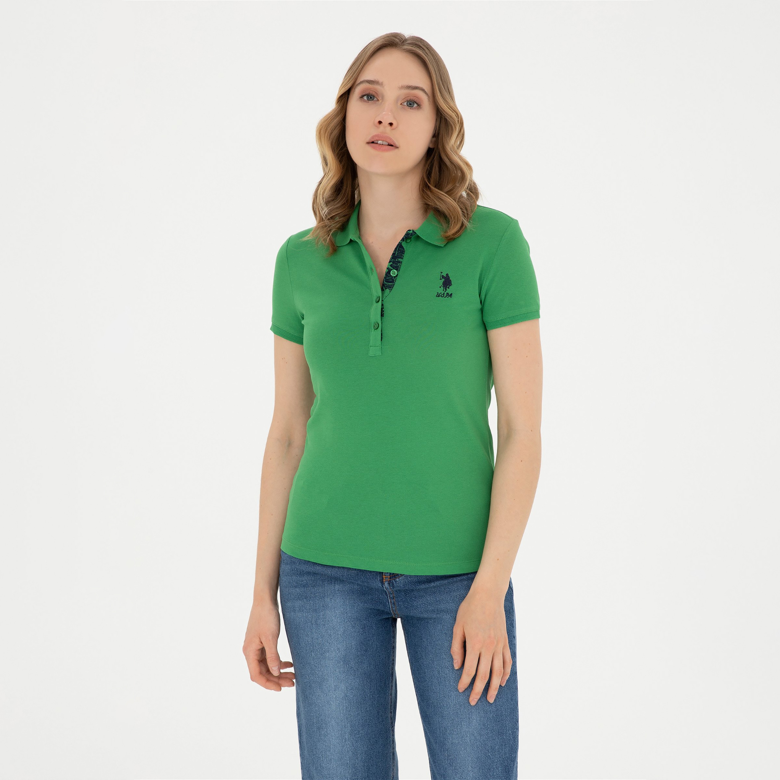 تيشيرت بولو بأكمام قصيرة بياقة بشعار مطرز بشعار U.S.Polo'Assn-women-clothing-tshirts-image-18