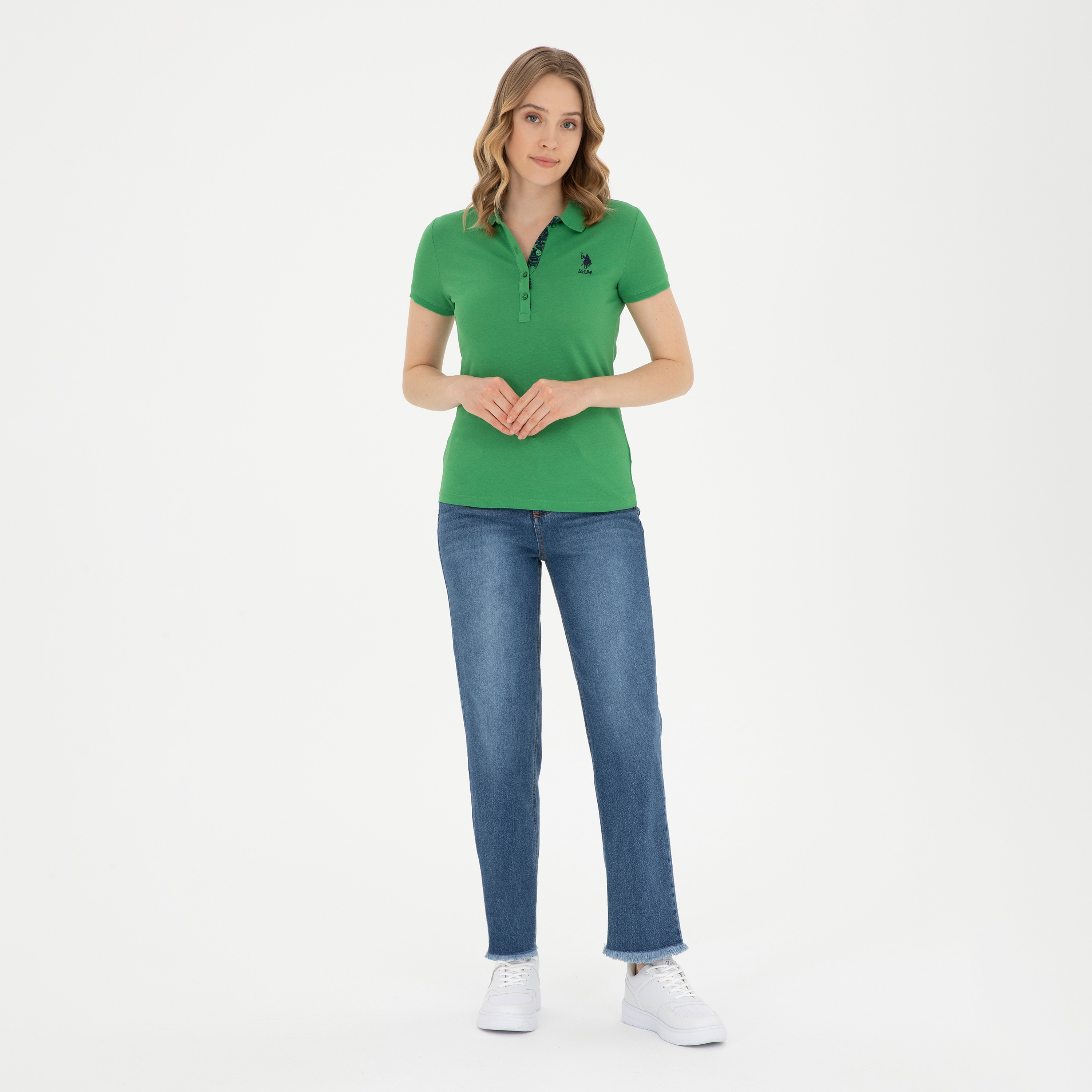 تيشيرت بولو بأكمام قصيرة بياقة بشعار مطرز بشعار U.S.Polo'Assn-women-clothing-tshirts-image-19