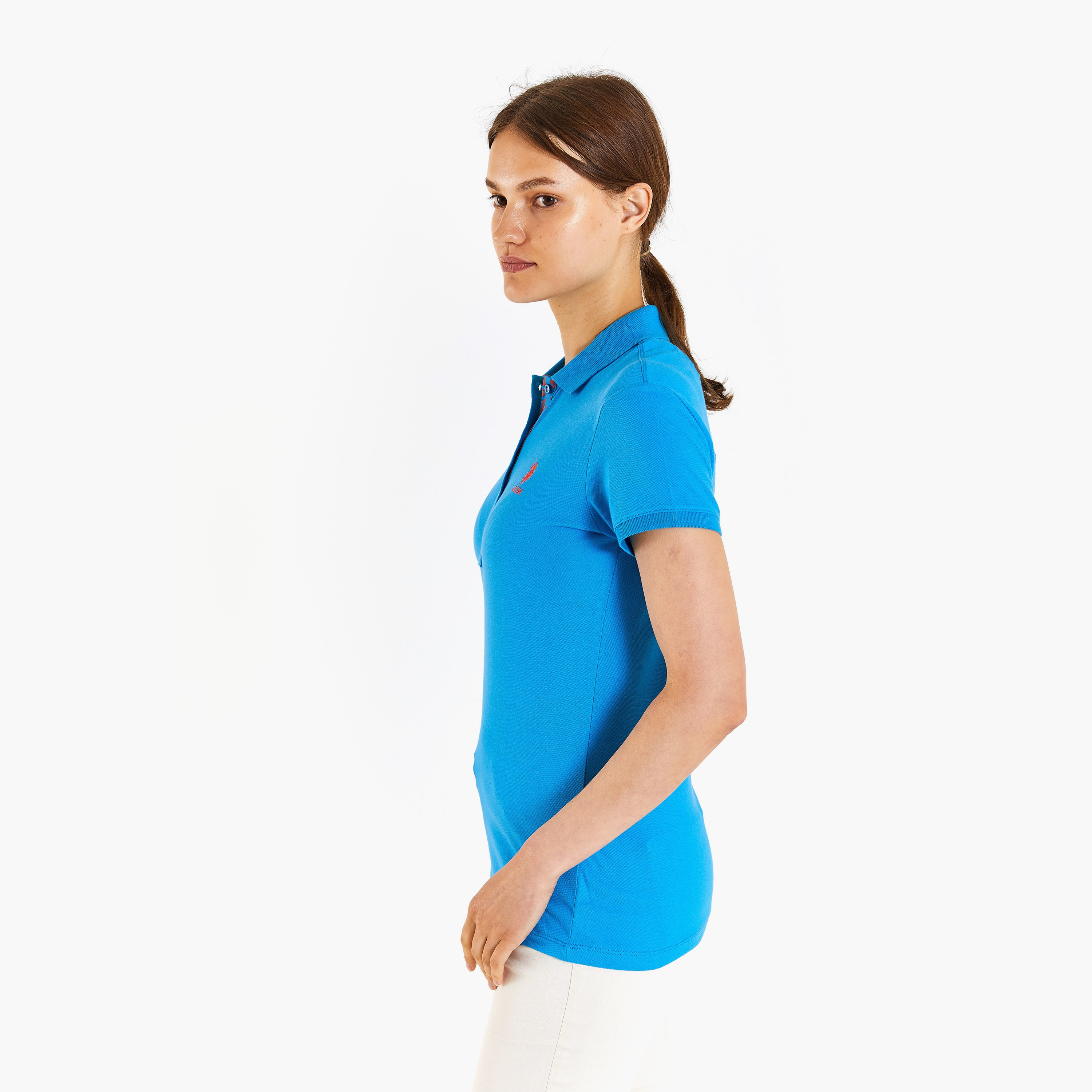 تيشيرت بولو بأكمام قصيرة بياقة بشعار مطرز بشعار U.S.Polo'Assn-women-clothing-tshirts-image-12