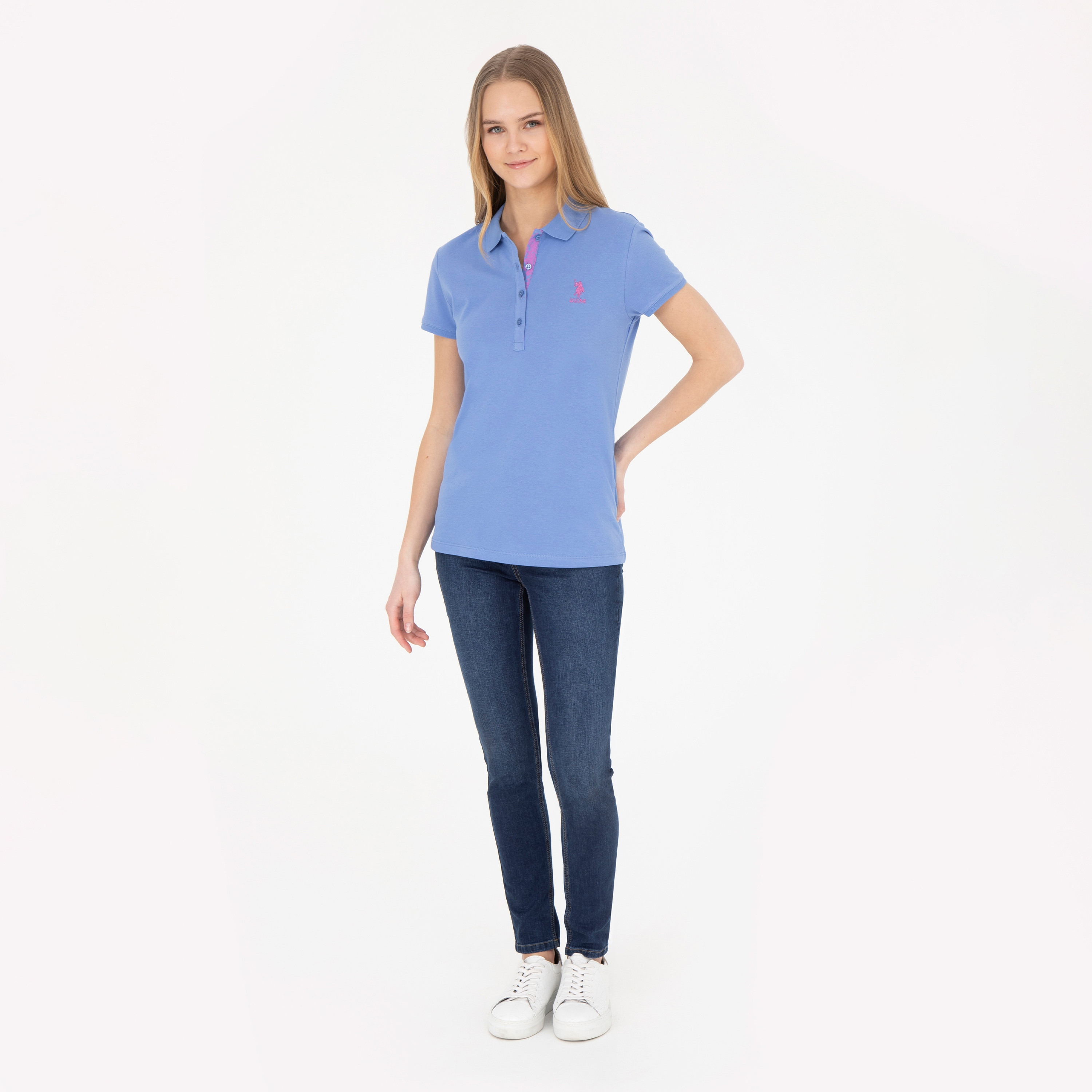 تيشيرت بولو بأكمام قصيرة بياقة بشعار مطرز بشعار U.S.Polo'Assn-women-clothing-tshirts-image-4