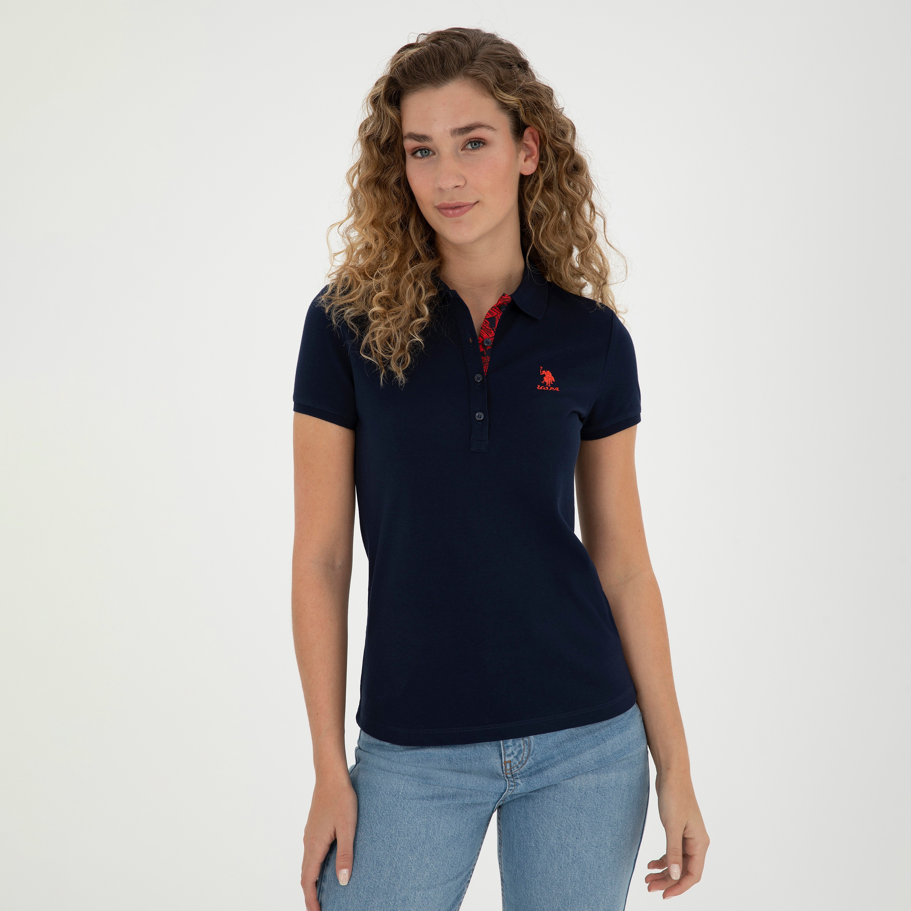 تيشيرت بولو بأكمام قصيرة بياقة بشعار مطرز بشعار U.S.Polo'Assn-women-clothing-tshirts-image-7