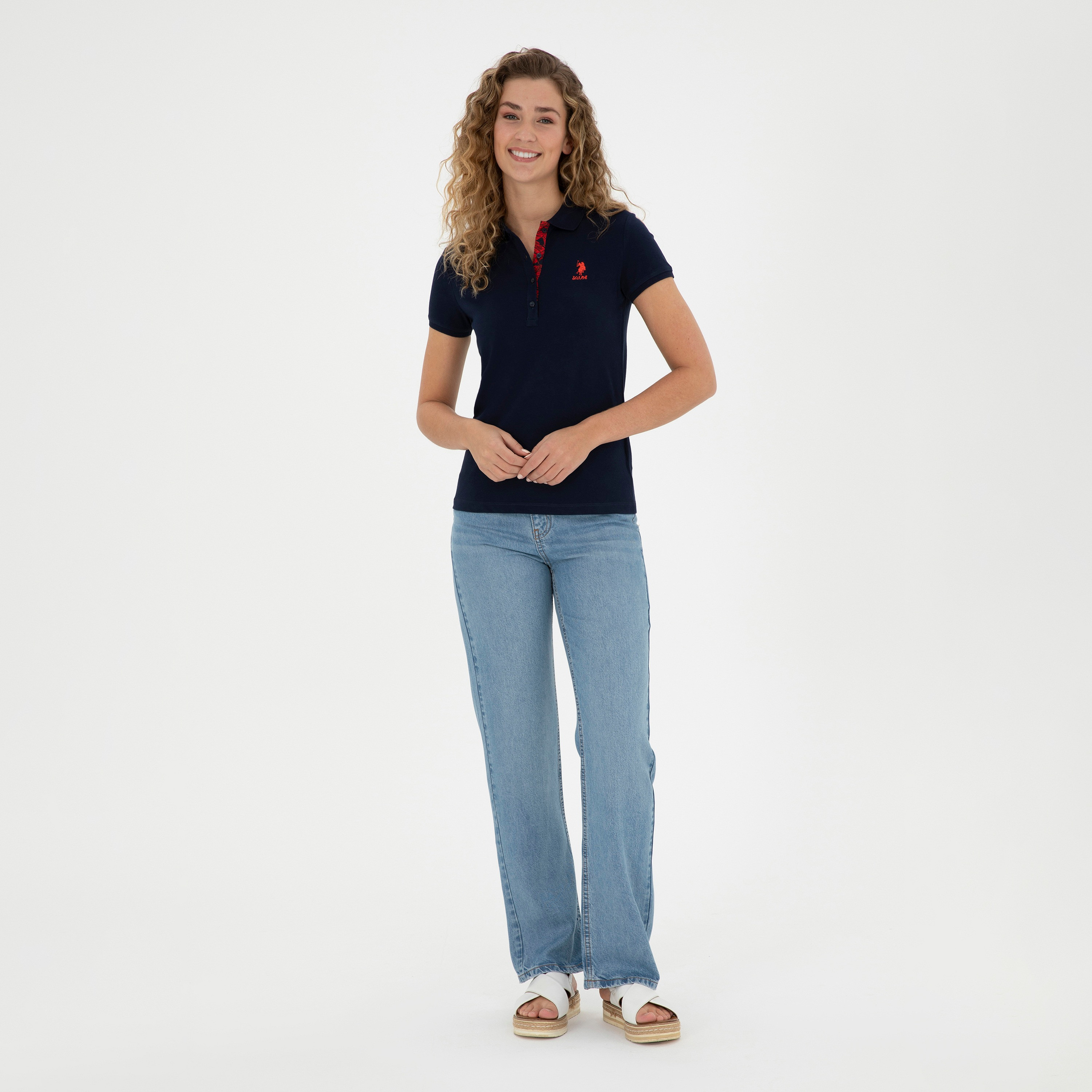 تيشيرت بولو بأكمام قصيرة بياقة بشعار مطرز بشعار U.S.Polo'Assn-women-clothing-tshirts-image-8