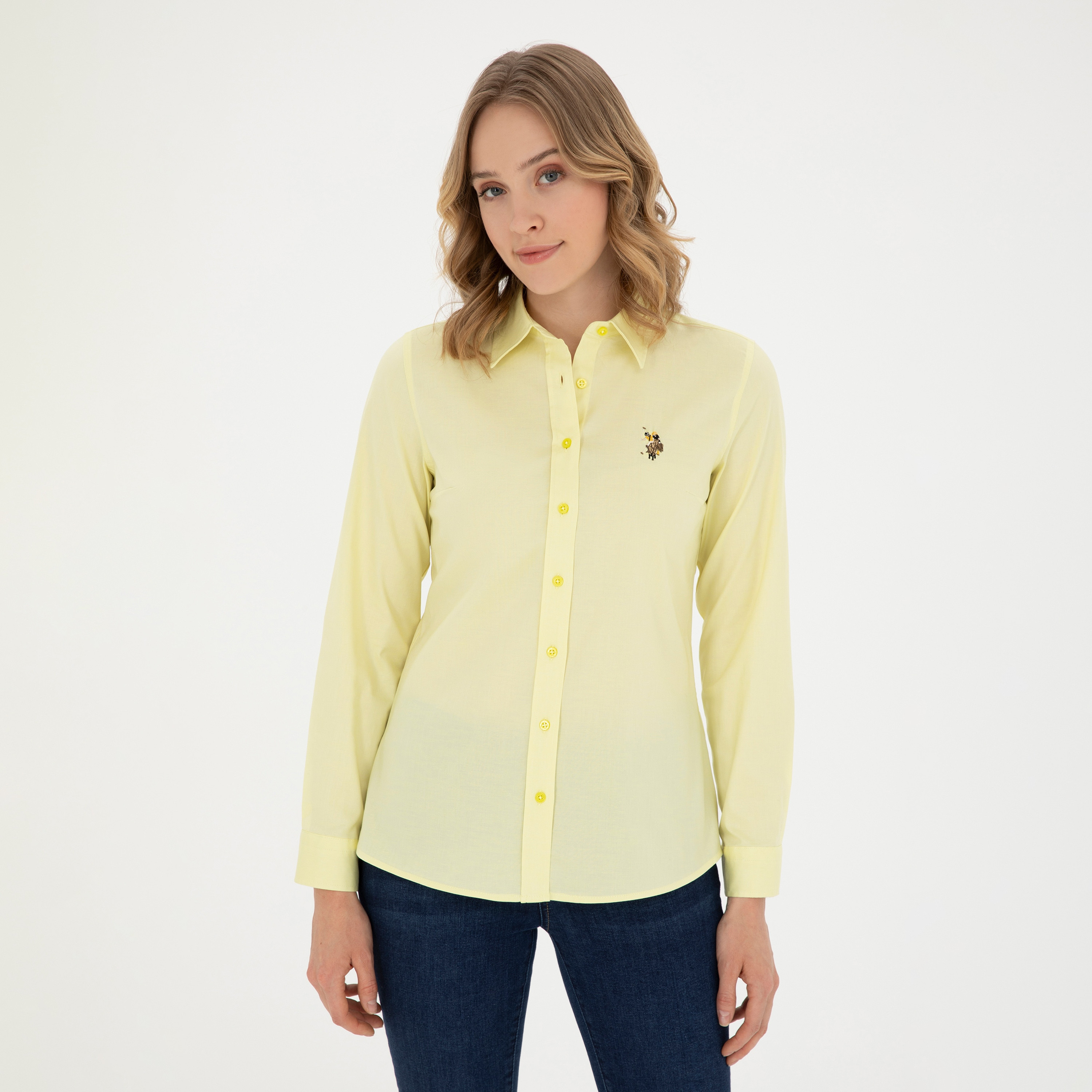 قميص U.S.Polo'Assn ضيق مطرز بشعار مطرز بأكمام طويلة-women-clothing-shirtsandblouses-blouses-image-1