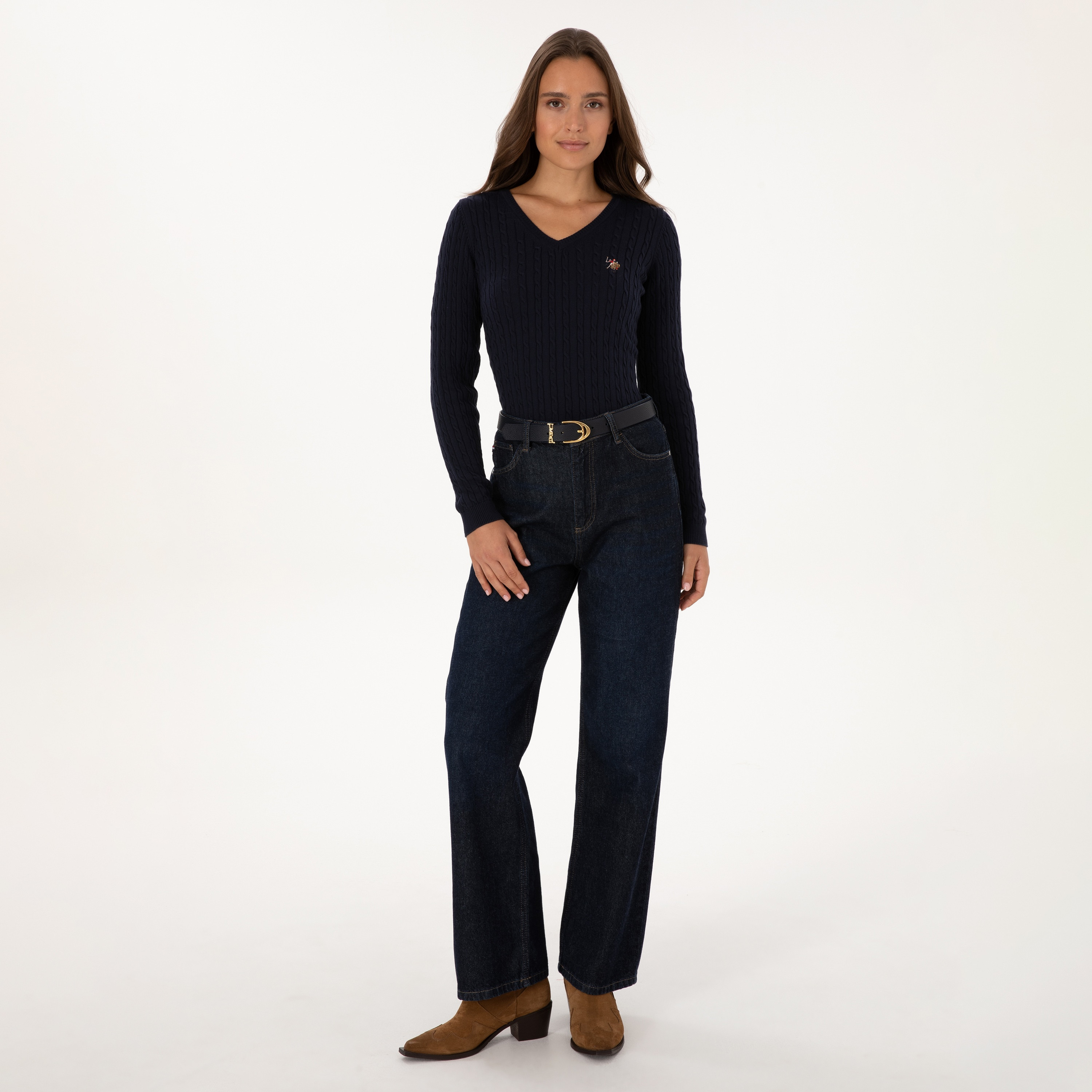 كنزة نسائية برقبة V محبوكة بالكابل وأكمام طويلة من يو إس بولو أسسن-women-winterwear-cardigansandjumpers-jumpers-image-10