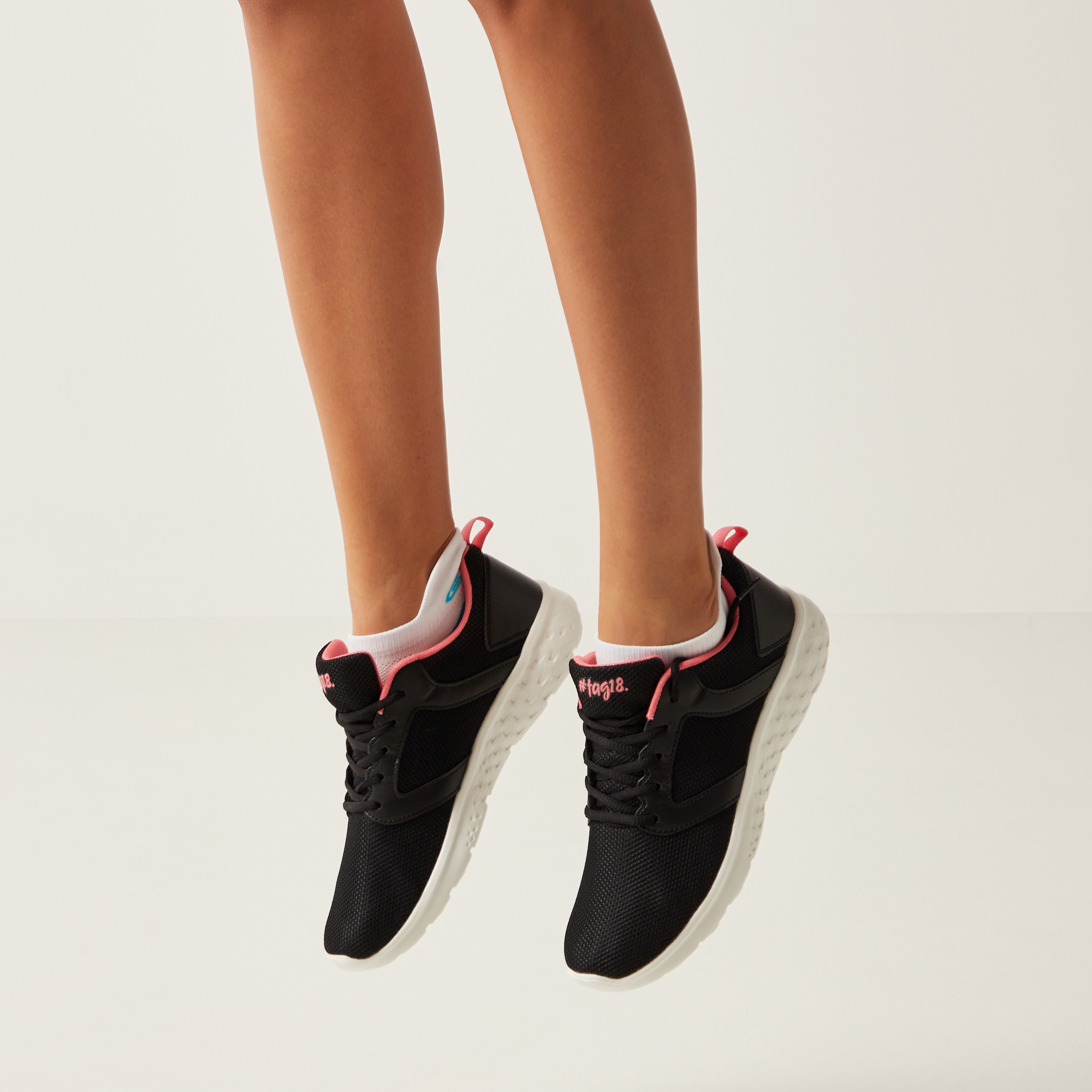 #tag18. Textured Sneakers with Lace-Up Closure-women-shoes-sneakers-image-1