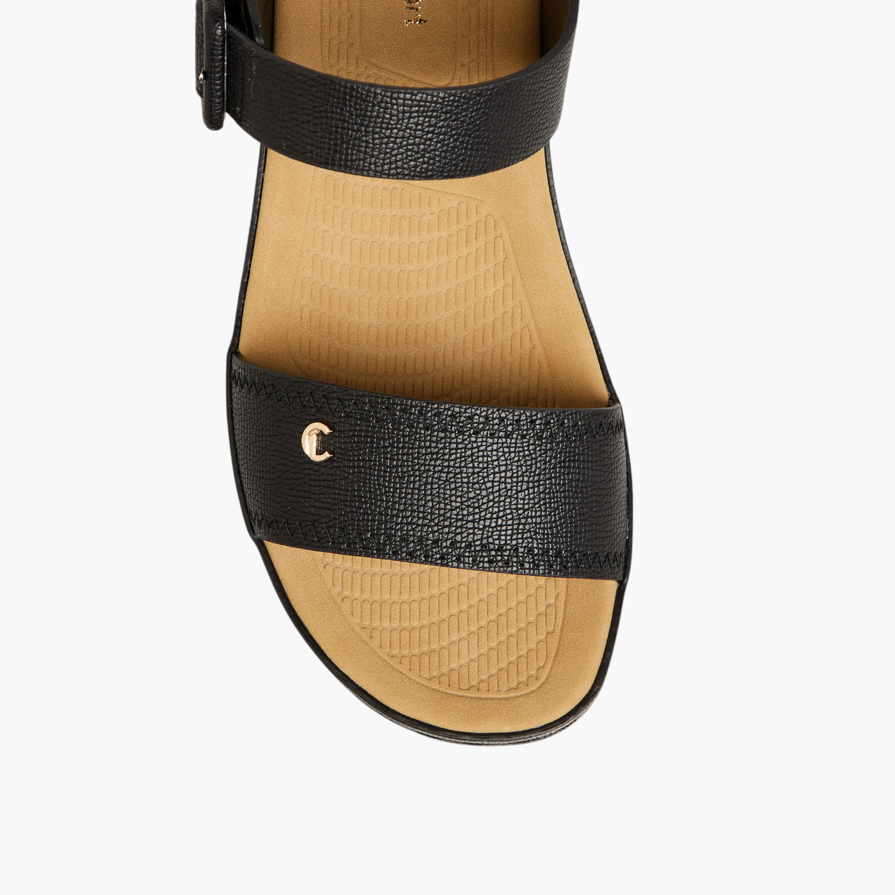 Le Confort Textured Sandals with Hook and Loop Closure-women-shoes-sandals-heeled-image-3