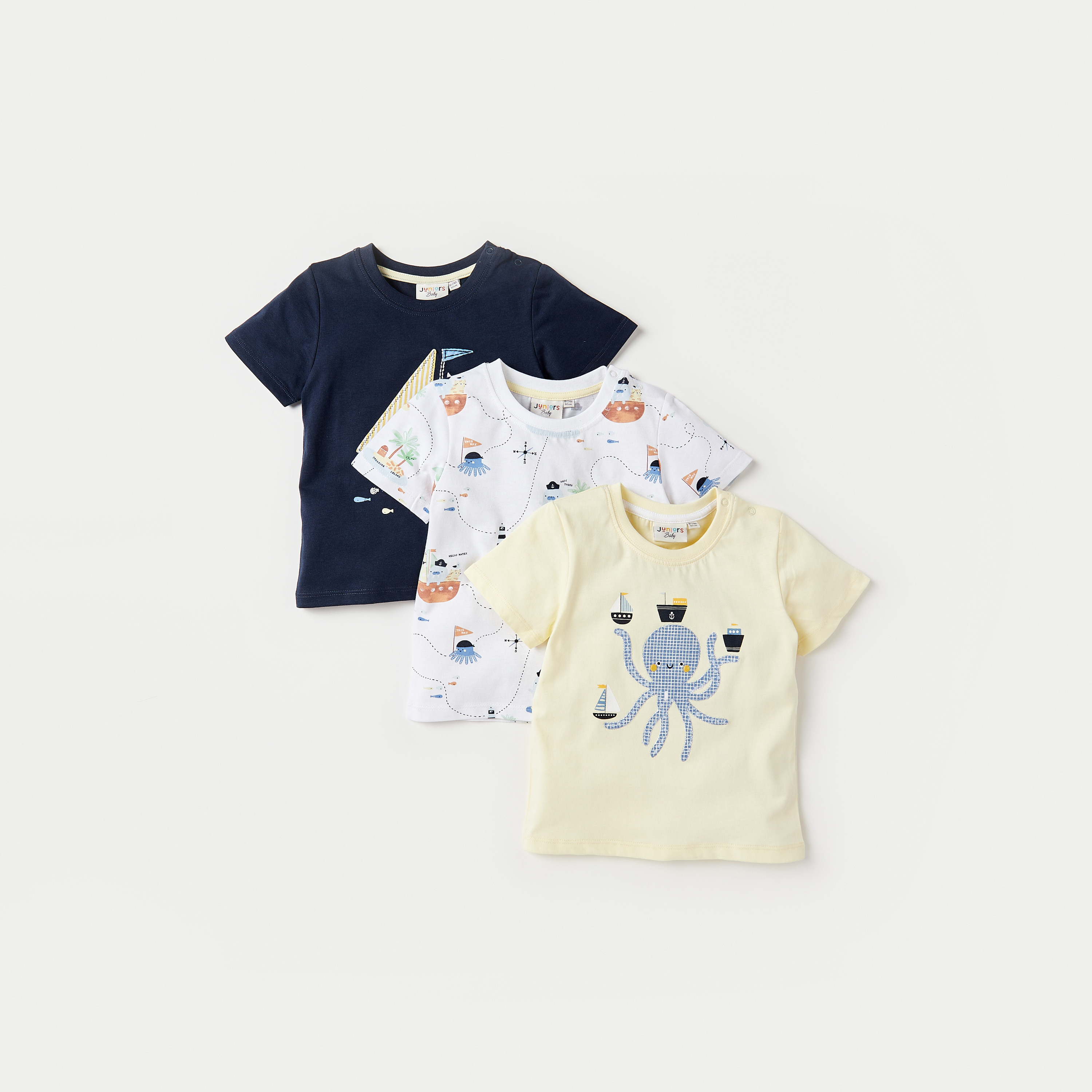 Juniors Printed T-shirt with Short Sleeves - Set of 3-baby-boys-clothing-multipacks-image-1