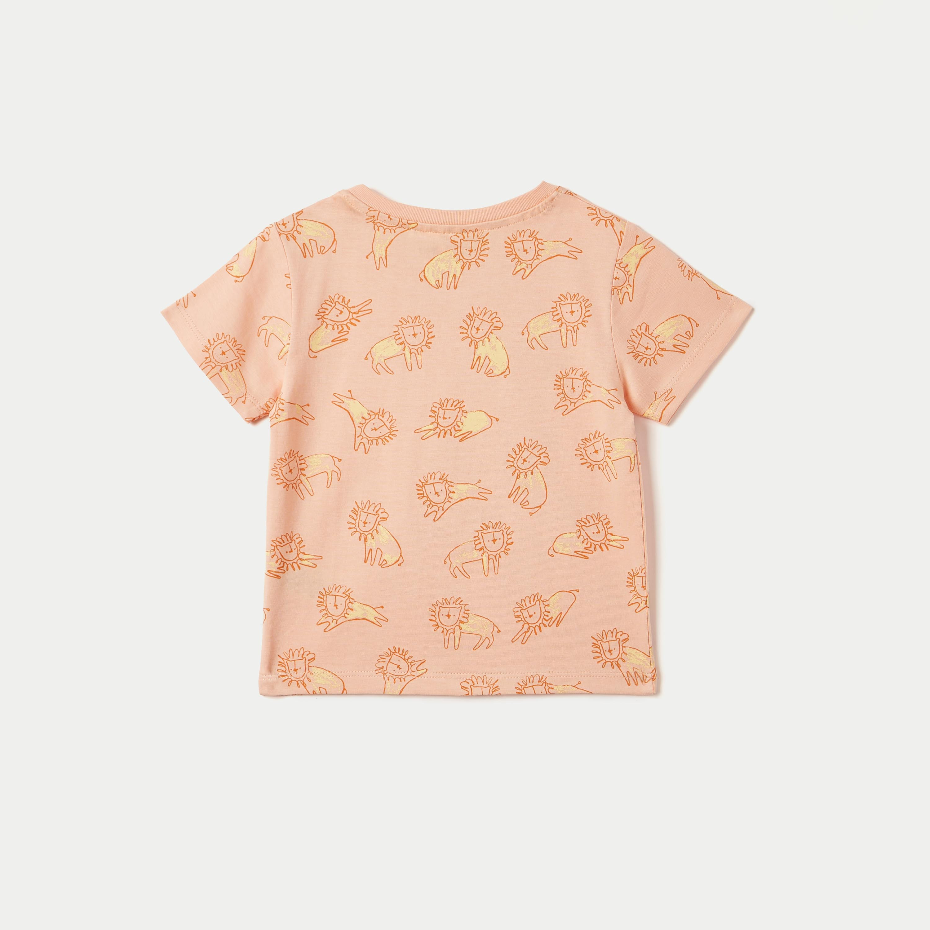 Juniors All-Over Lion Print Crew Neck T-shirt with Short Sleeves-baby-boys-clothing-tshirtsandpolos-image-2
