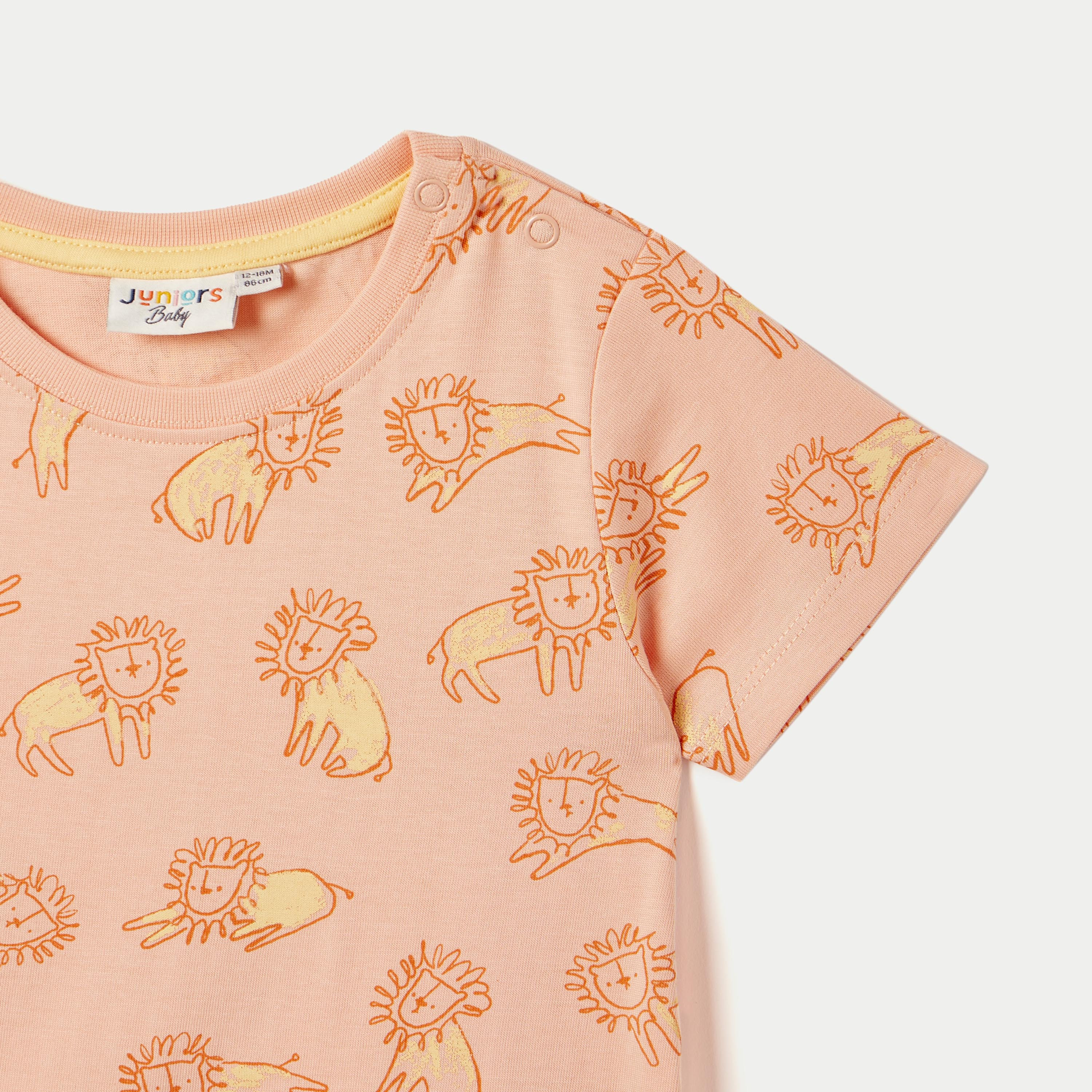 Juniors All-Over Lion Print Crew Neck T-shirt with Short Sleeves-baby-boys-clothing-tshirtsandpolos-image-3