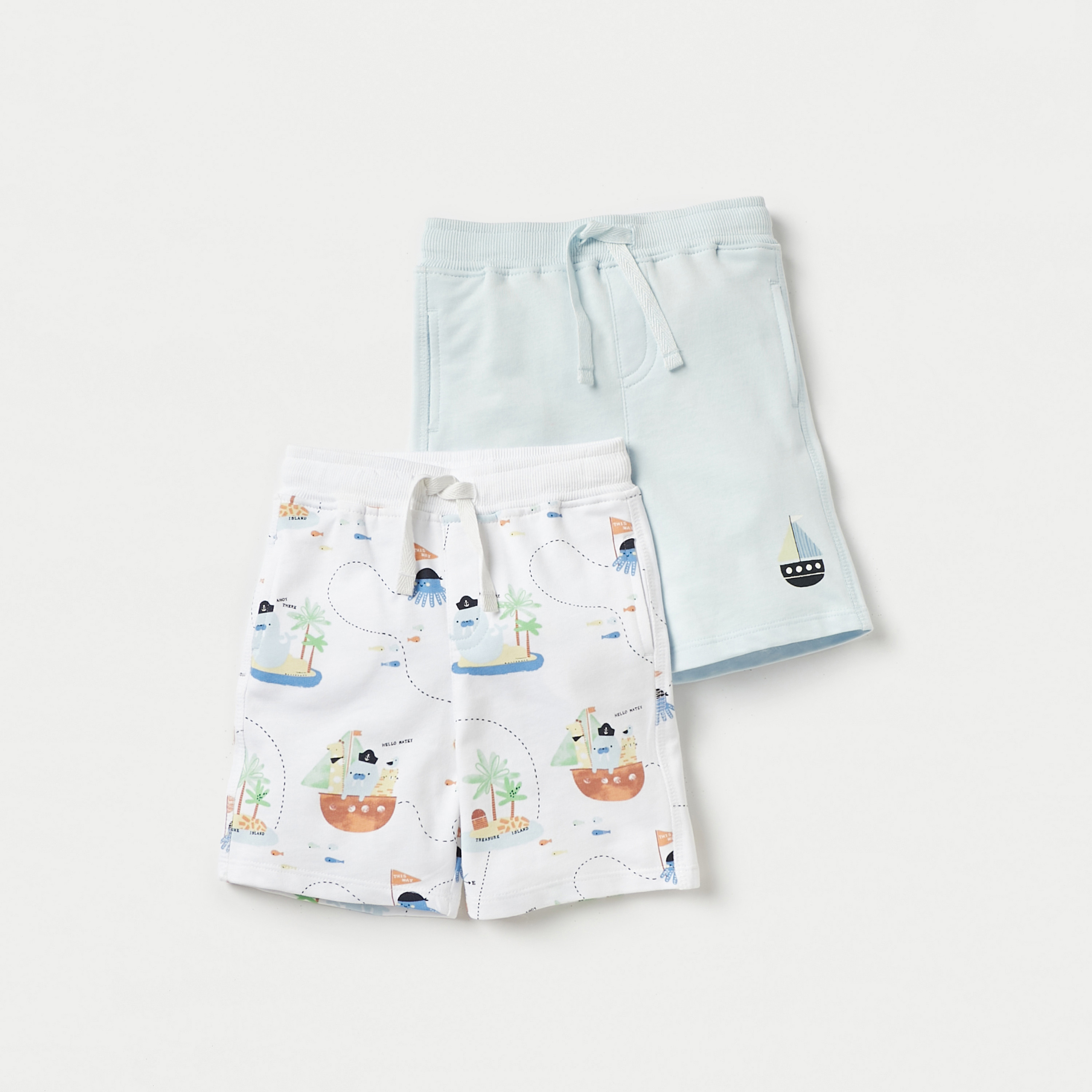 Juniors Printed Shorts with Drawstring Closure - Set of 2-baby-boys-clothing-multipacks-image-1
