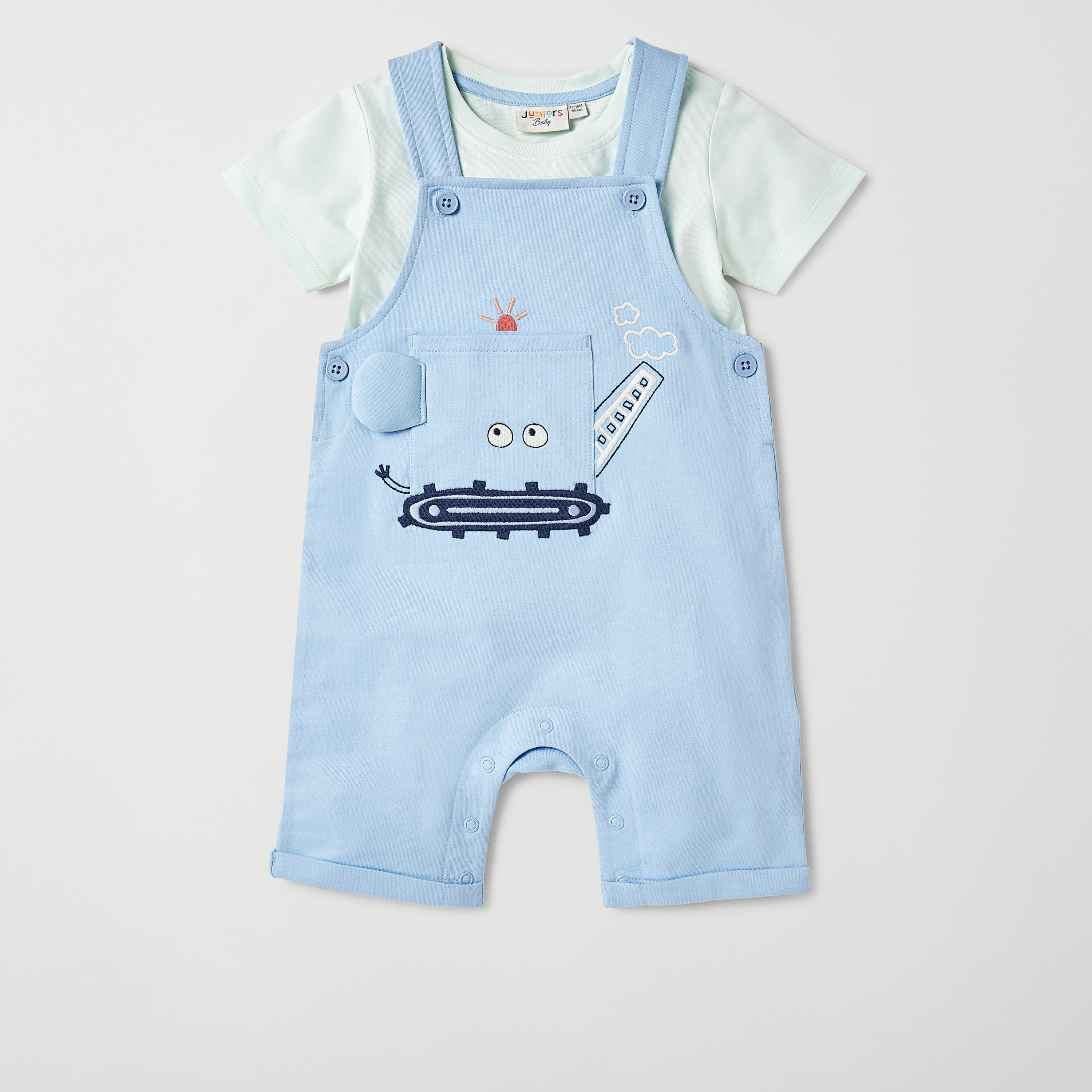 Juniors Printed T-shirt and Dungaree Set-baby-boys-clothing-setsandcoords-image-1