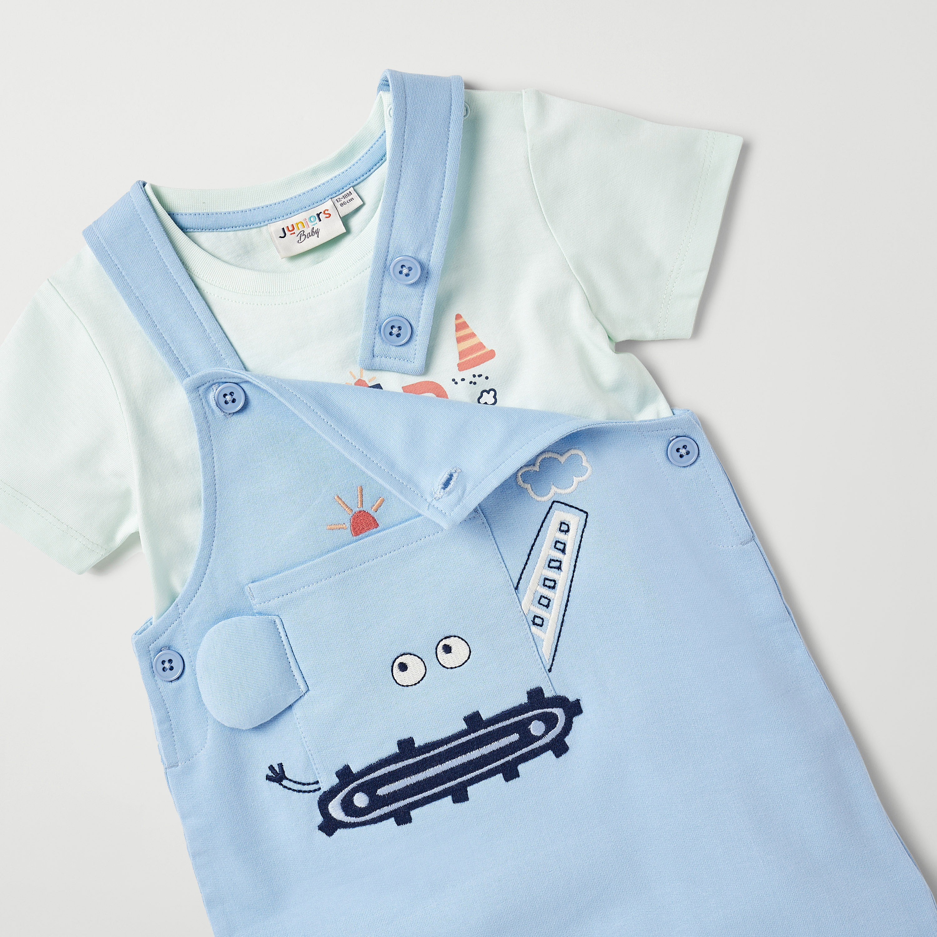 Juniors Printed T-shirt and Dungaree Set-baby-boys-clothing-setsandcoords-image-4