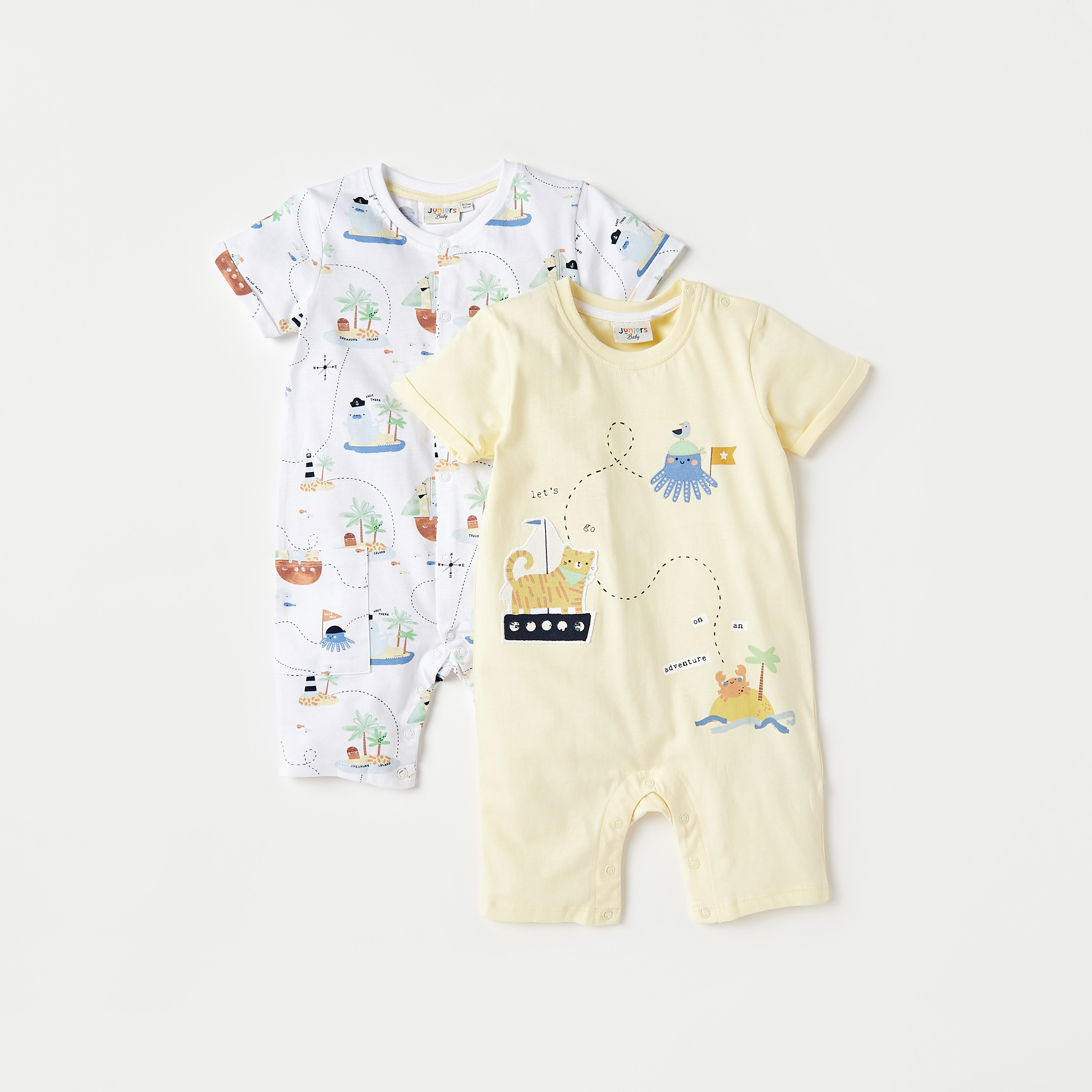 Juniors Printed Romper with Short Sleeves - Set of 2-baby-boys-clothing-multipacks-image-1