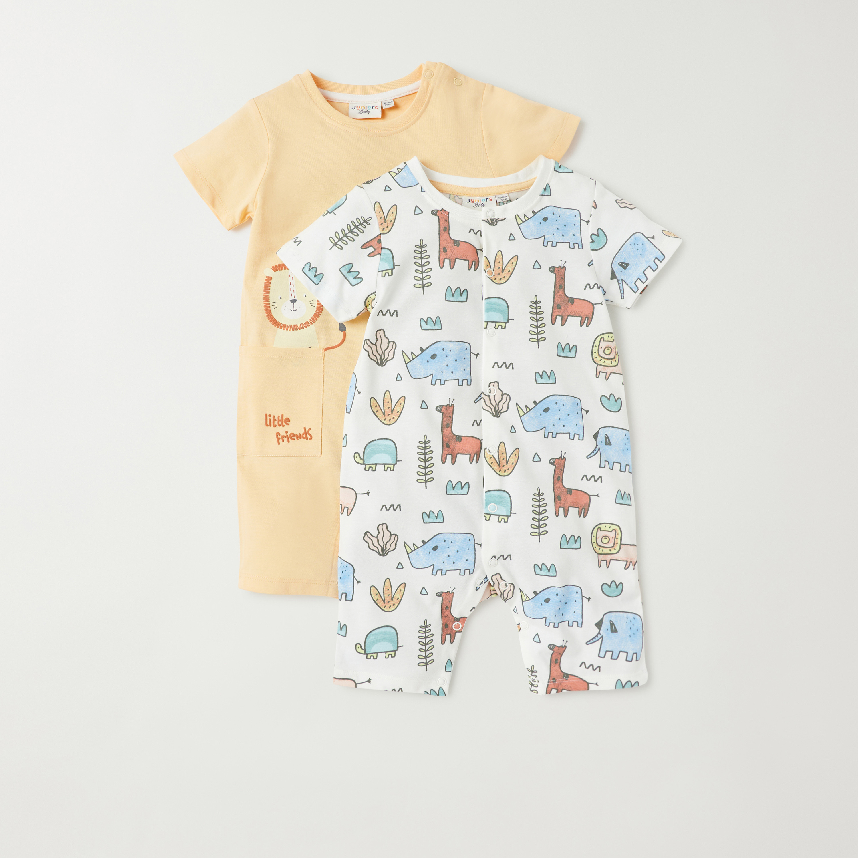 أفرولات بأكمام قصيرة وطبعات من جونيورز - طقم من قطعتين-baby-boys-clothing-rompers-image-1