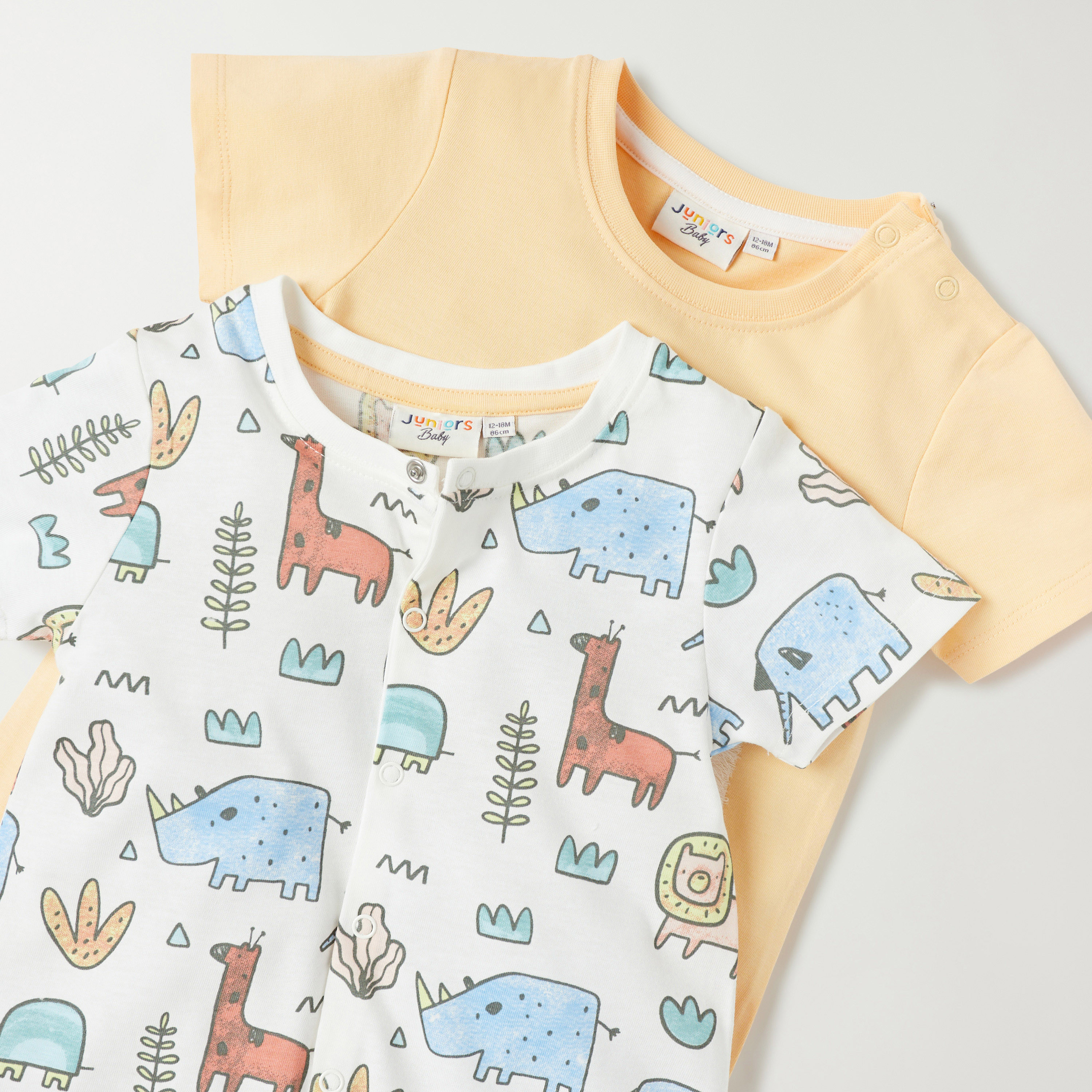 أفرولات بأكمام قصيرة وطبعات من جونيورز - طقم من قطعتين-baby-boys-clothing-rompers-image-4