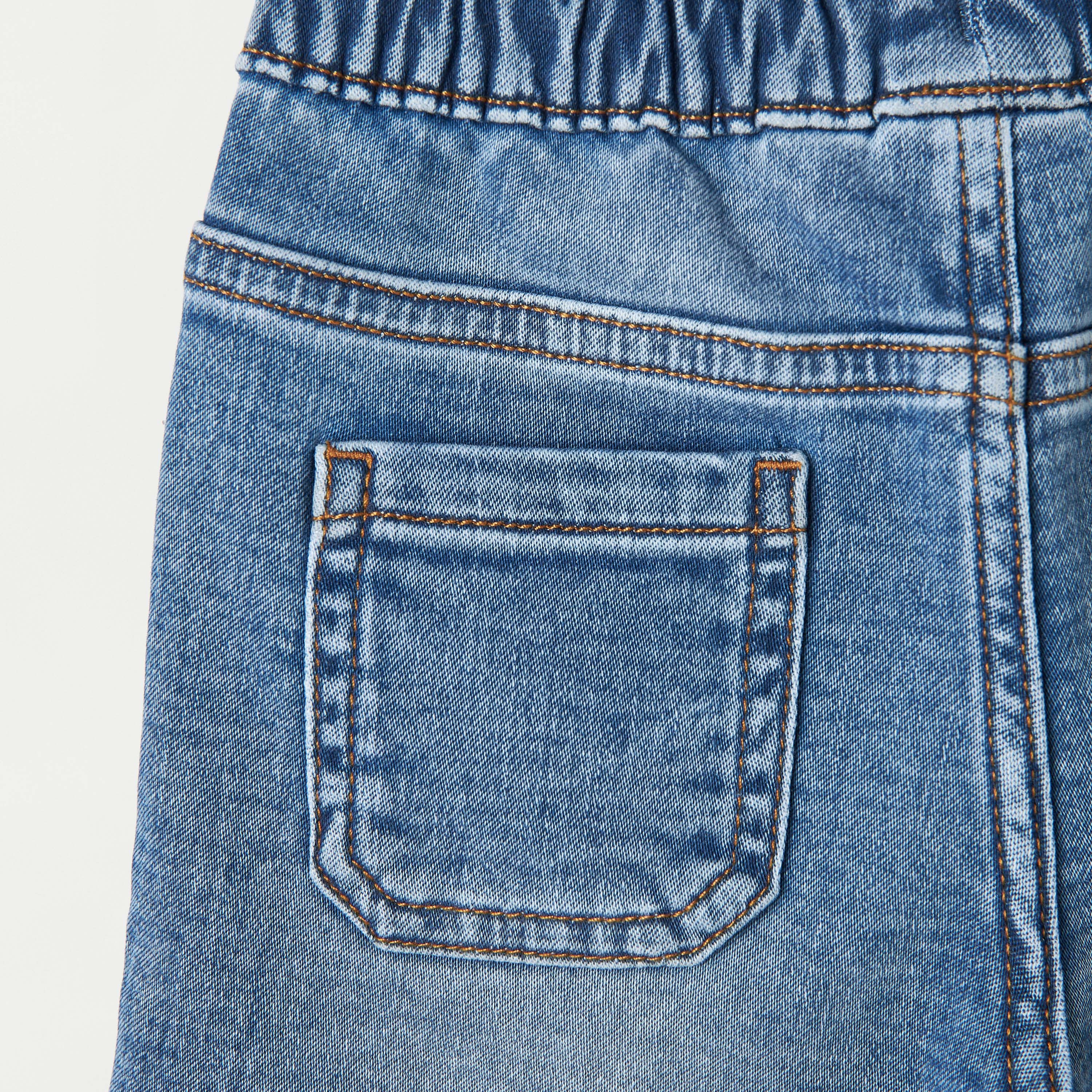 شورت دينم برباط إغلاق وتطريز وجه حيوان من جونيورز-baby-boys-clothing-bottoms-shorts-image-5