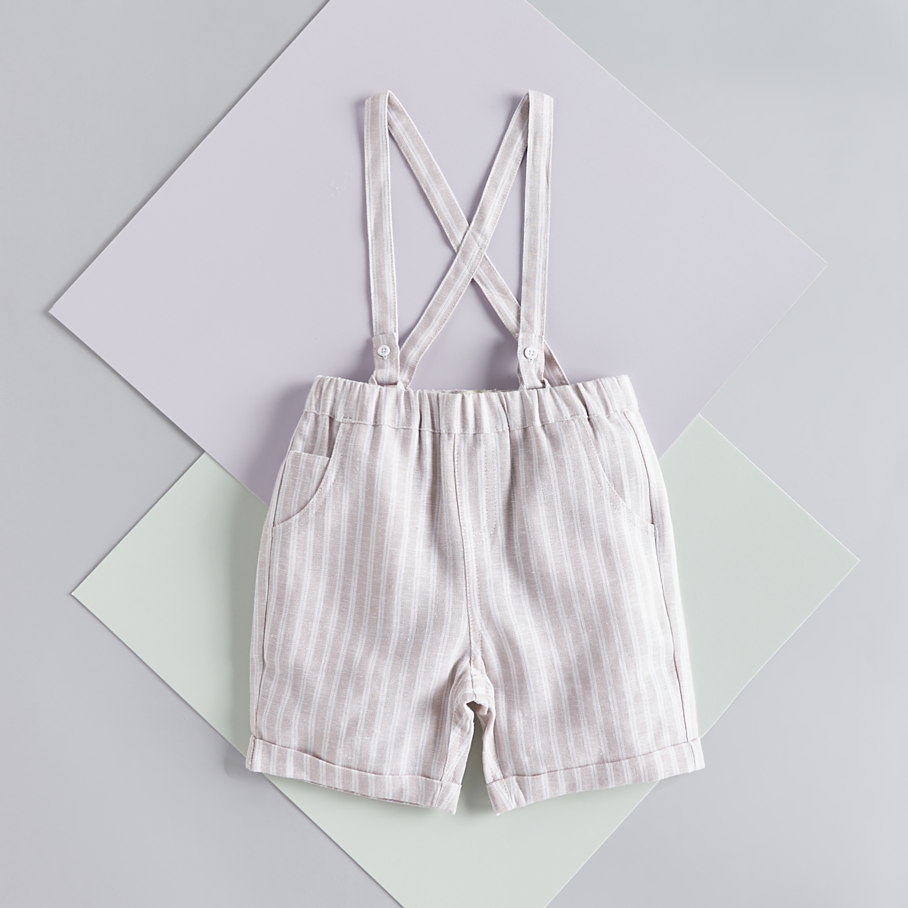 Juniors Solid Bodysuit and Shorts Set with Suspenders-baby-boys-clothing-setsandcoords-image-3