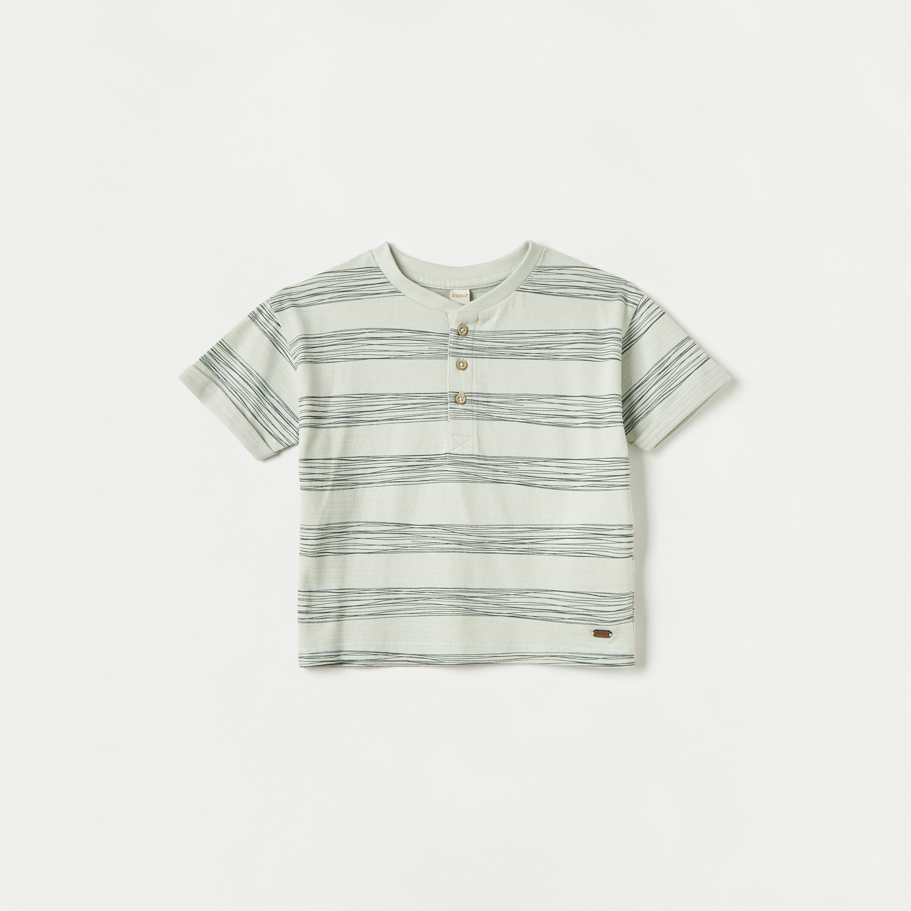 Giggles Striped T-shirt with Short Sleeves-baby-boys-clothing-tshirtsandpolos-image-1