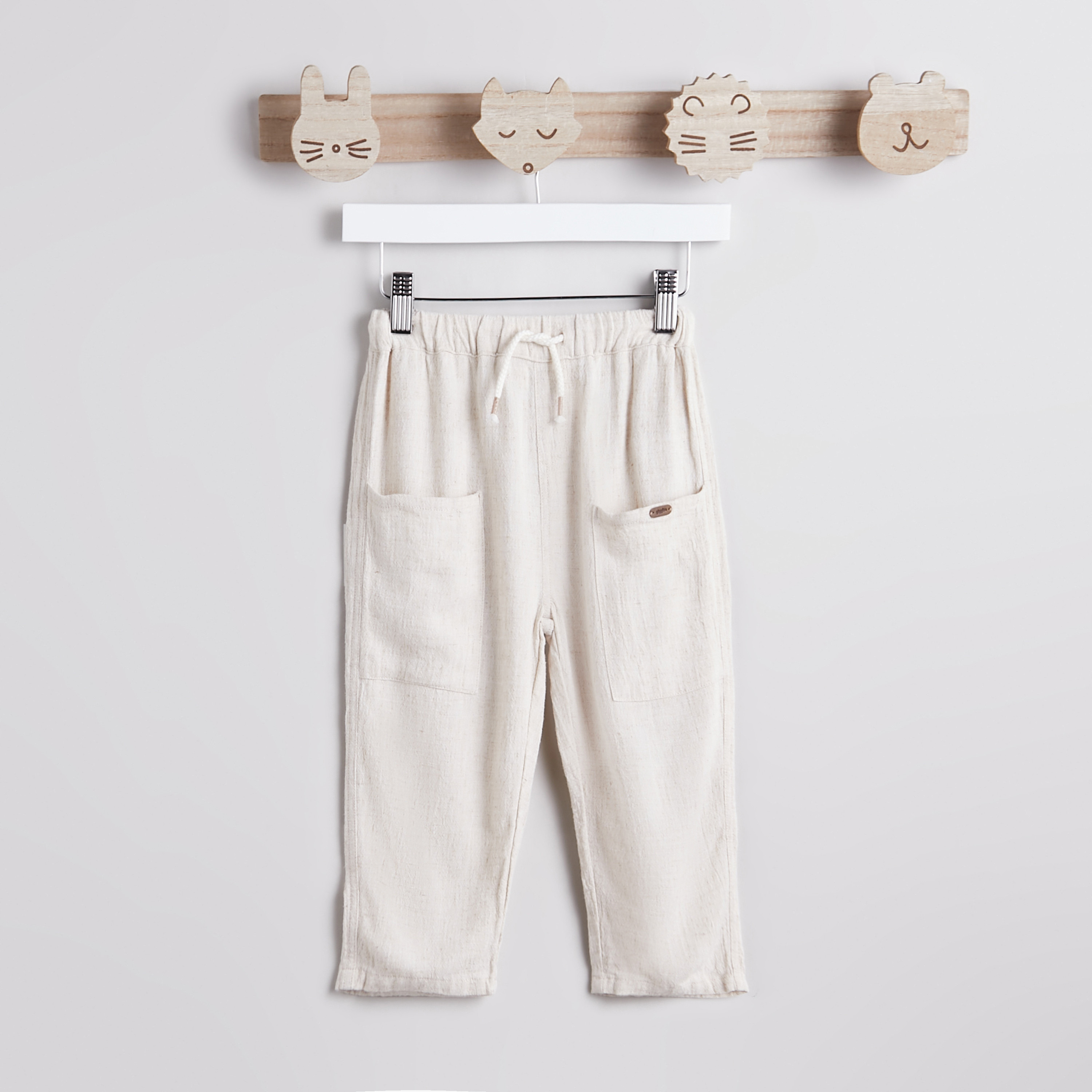 بنطلون سادة برباط إغلاق وجيوب من جيجلز-baby-boys-clothing-bottoms-trousers-image-1