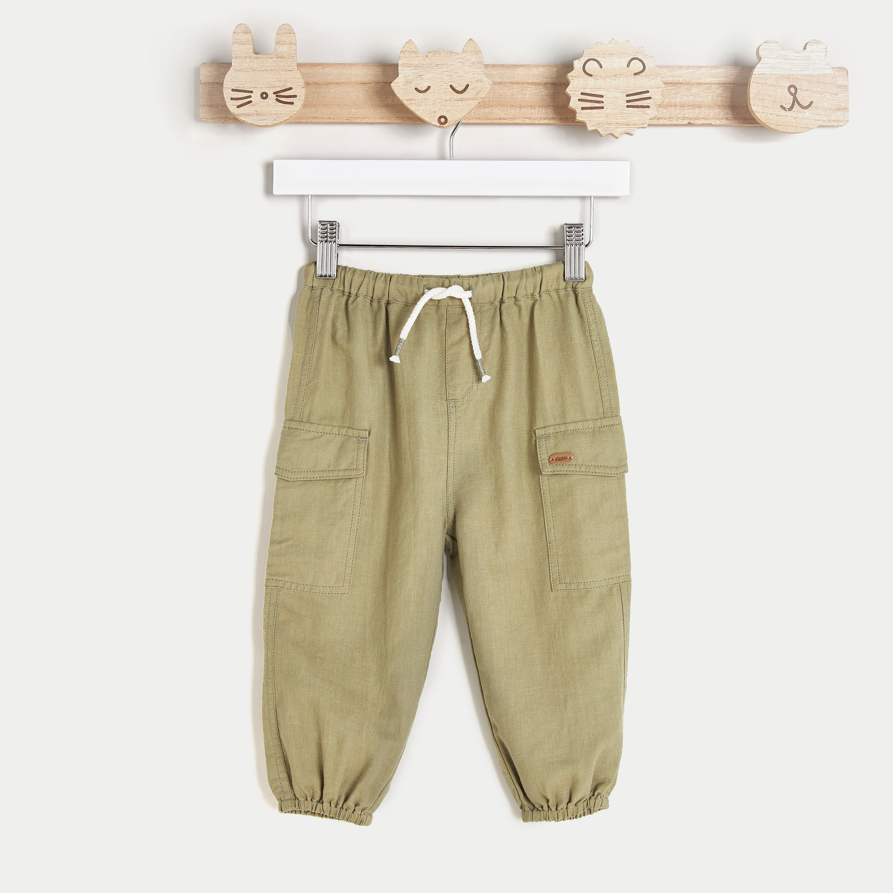 بنطلون رياضي سادة برباط إغلاق وجيوب من جيجلز-baby-boys-clothing-bottoms-joggersandtrackpants-image-1